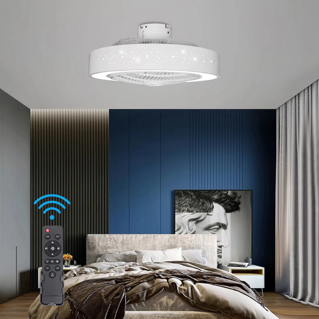 Compact Ceiling Fan and Light With Star Detailing By Homeroots - Image 2