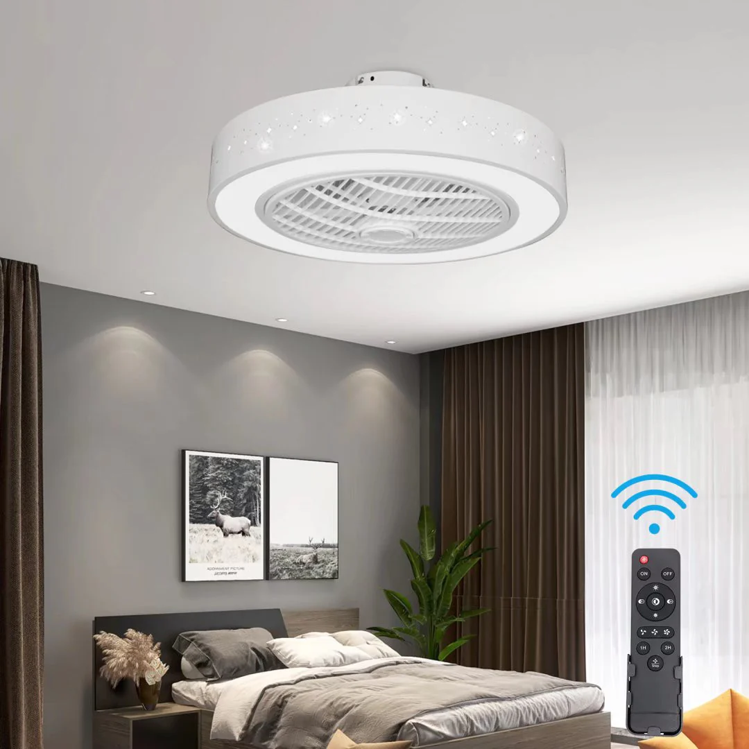 Compact Ceiling Fan and Light With Star Detailing By Homeroots - Image 3