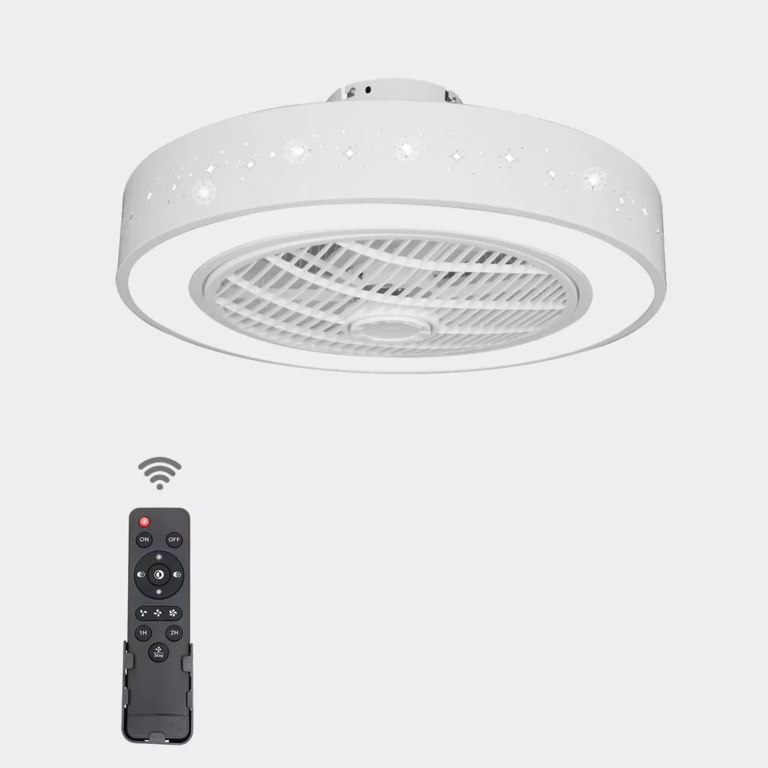 Compact Ceiling Fan and Light With Star Detailing By Homeroots - Image 4