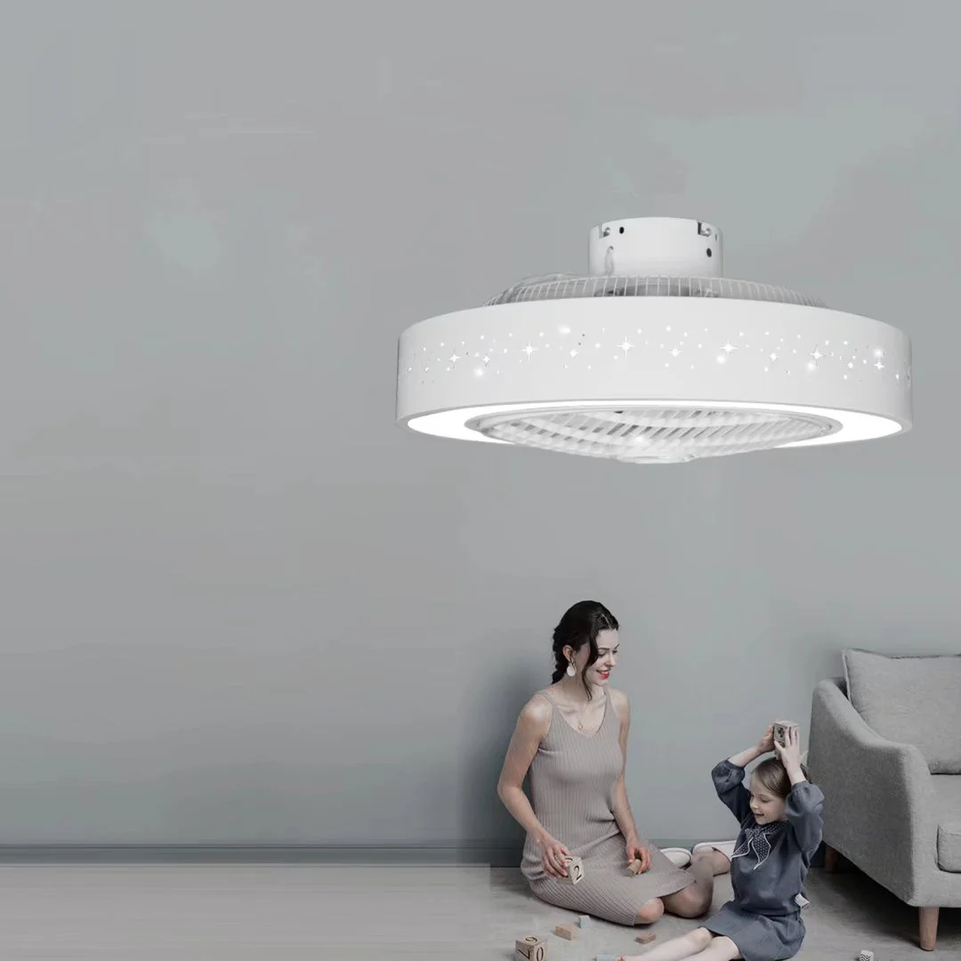 Compact Ceiling Fan and Light With Star Detailing By Homeroots - Image 5