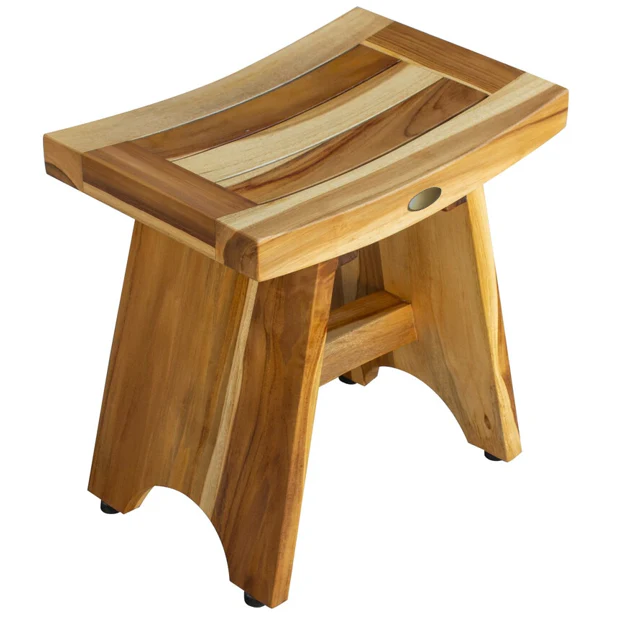 Compact Contemporary Teak Shower Stool in Natural Finish By Homeroots - Image 2