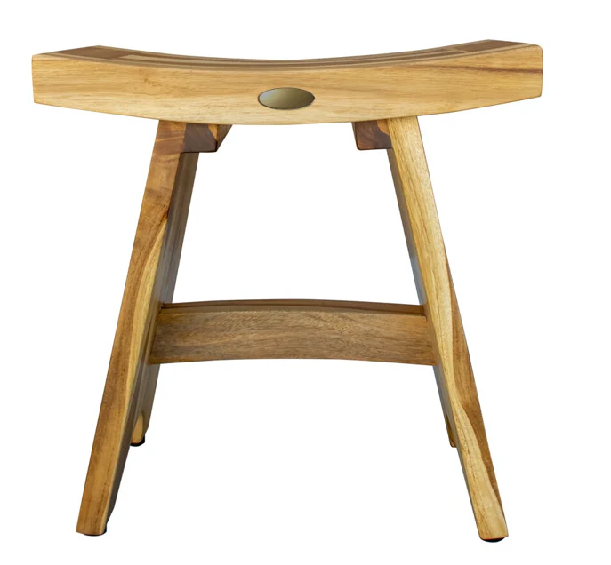 Compact Contemporary Teak Shower Stool in Natural Finish By Homeroots - Image 4