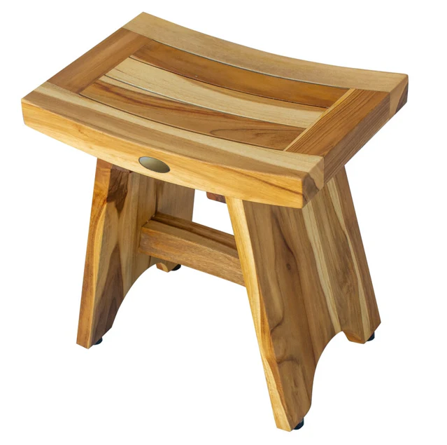 Compact Contemporary Teak Shower Stool in Natural Finish By Homeroots - Image 5