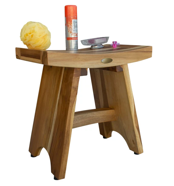 Compact Contemporary Teak Shower Stool in Natural Finish By Homeroots - Image 6