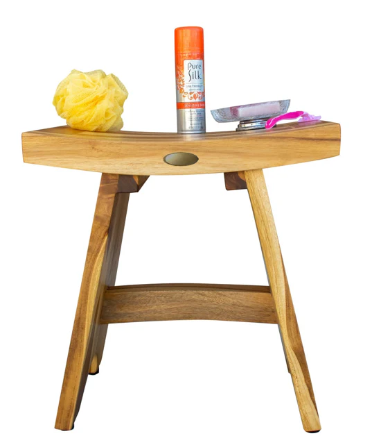 Compact Contemporary Teak Shower Stool in Natural Finish By Homeroots - Image 7