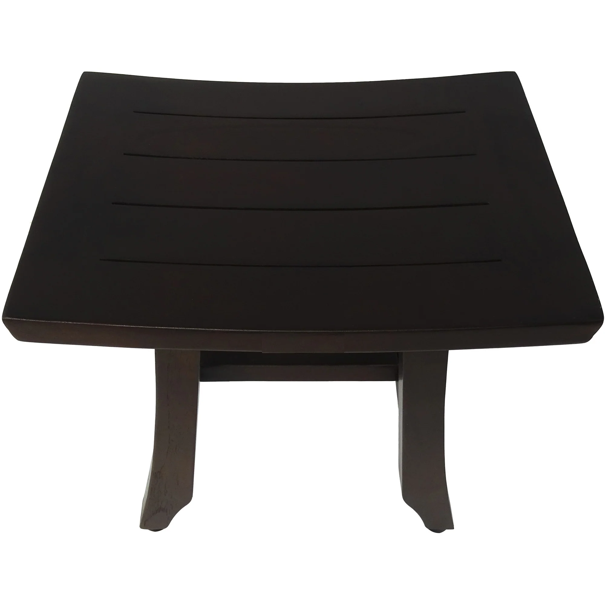 Compact Curvilinear Teak Shower or Outdoor Bench in Brown Finish By Homeroots - Image 2