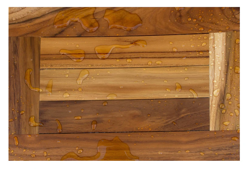 Compact Curvilinear Teak Shower or Outdoor Bench in Natural Finish By Homeroots - Image 4