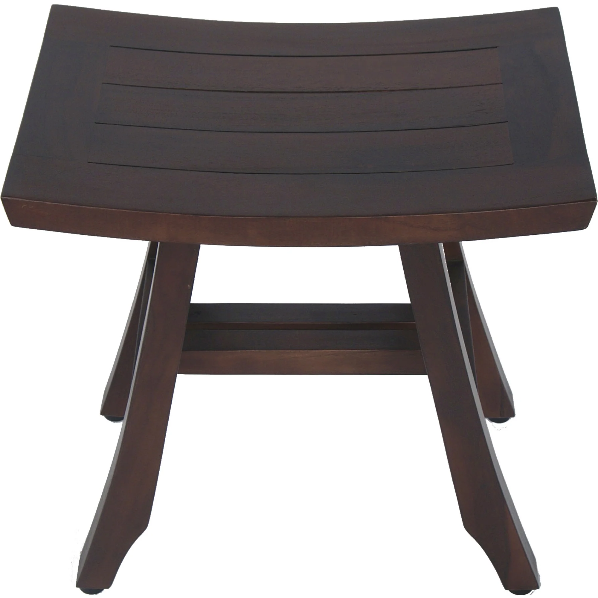Compact Curvilinear Teak Shower Outdoor Bench in Brown Finish By Homeroots - Image 3
