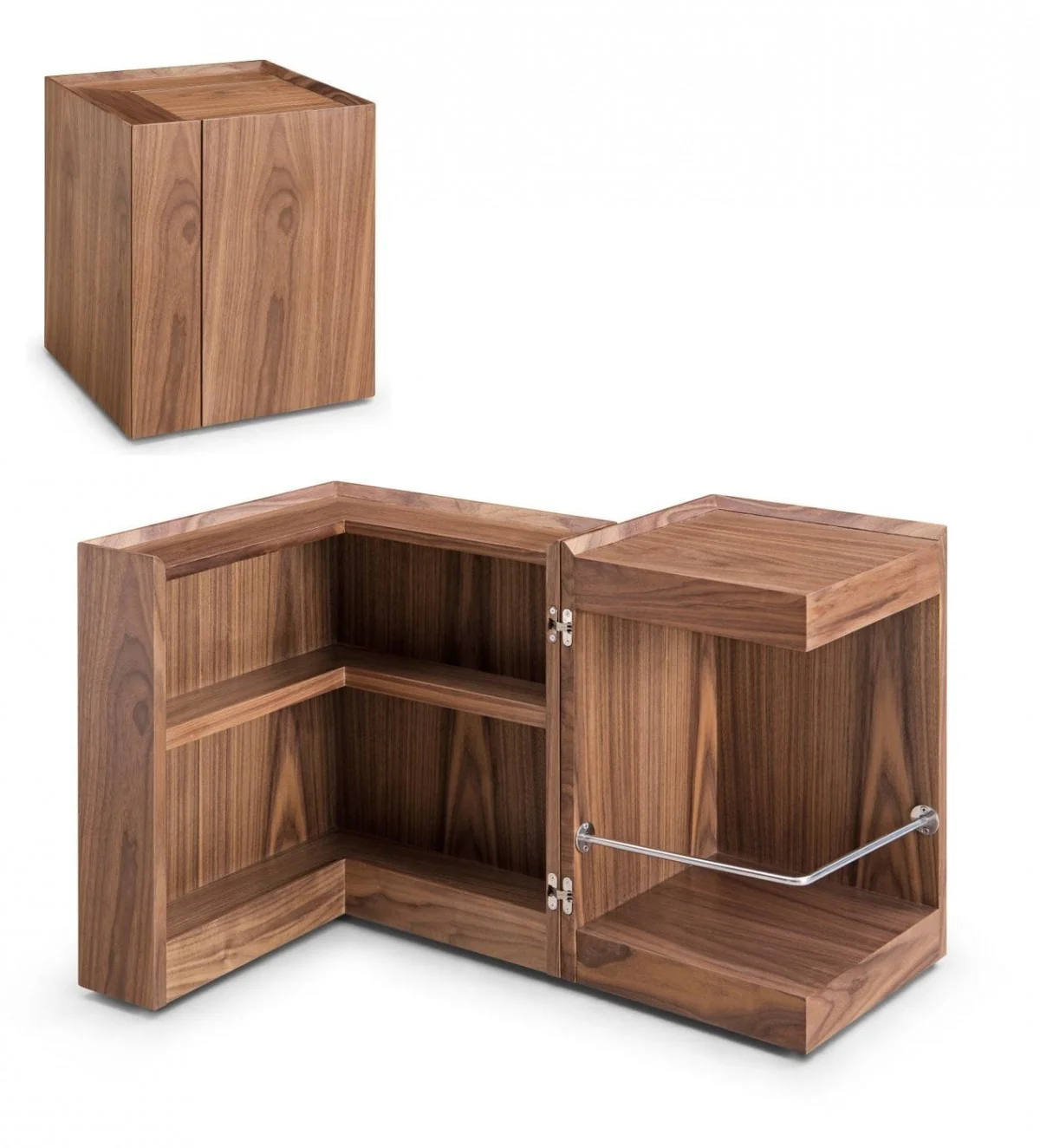 Compact Multipurpose Walnut Rolling End Table with Hidden Storage By Homeroots - Image 3
