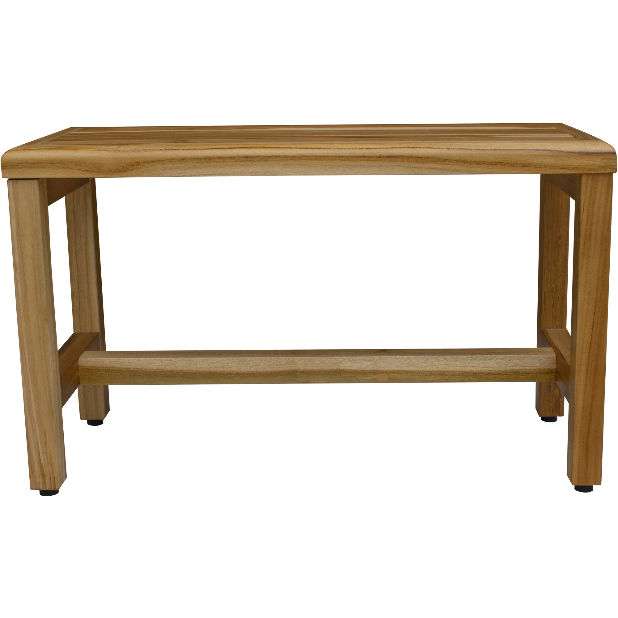 Compact Rectangular Teak Shower Outdoor Bench in Natural Finish By Homeroots - Image 2