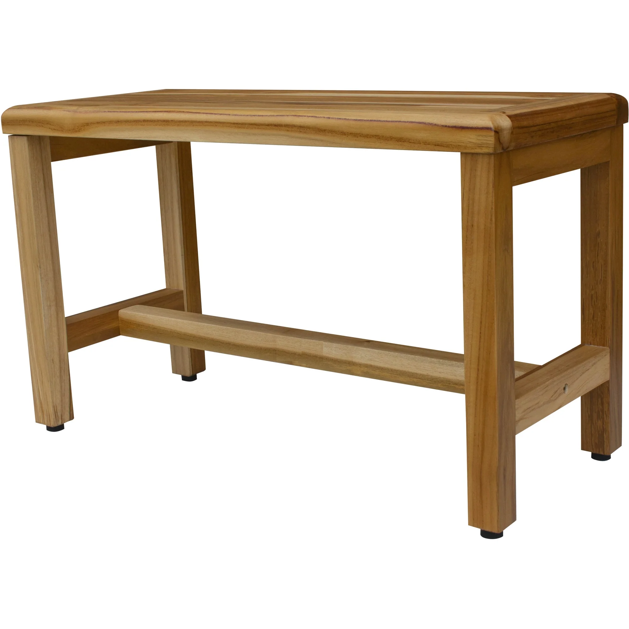 Compact Rectangular Teak Shower Outdoor Bench in Natural Finish By Homeroots - Image 3