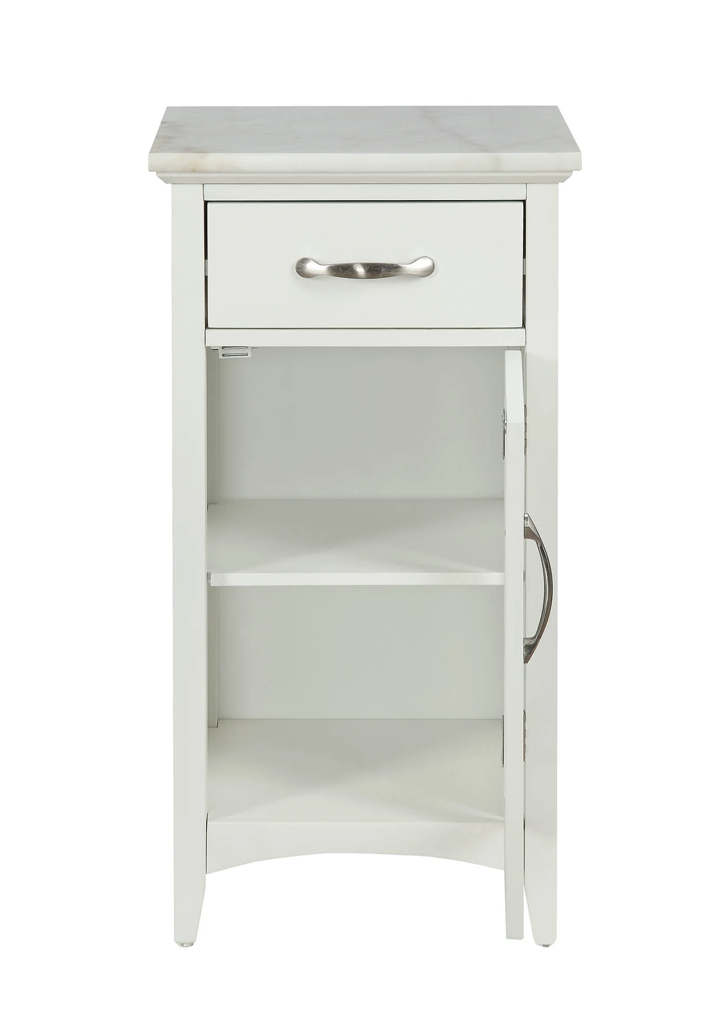 Compact Stylish White Marble Top Cabinet By Homeroots - Image 5