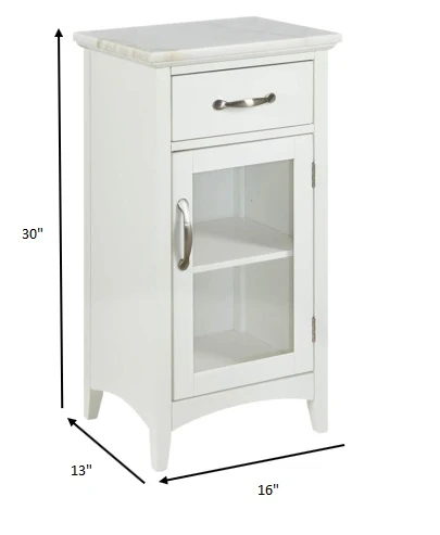Compact Stylish White Marble Top Cabinet By Homeroots - Image 8