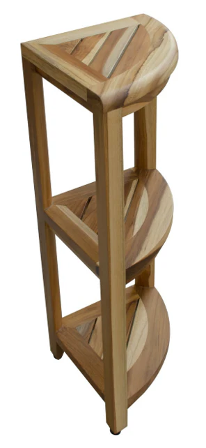 Compact Teak 3 tier Corner Shower Outdoor Bench in Natural Finish By Homeroots - Image 6