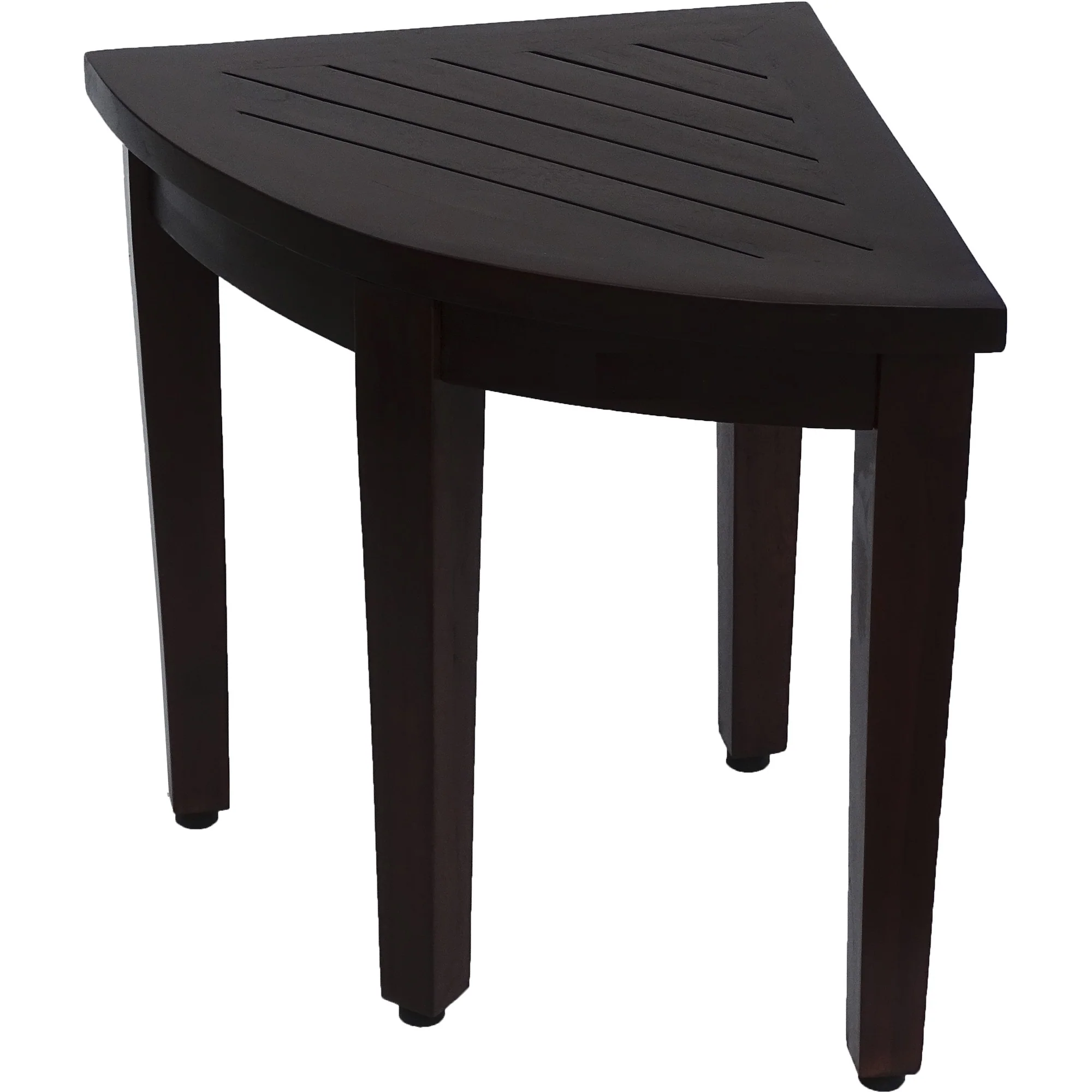 Compact Teak Corner Shower or Outdoor Bench with Shelf in Brown Finish By Homeroots - Image 3