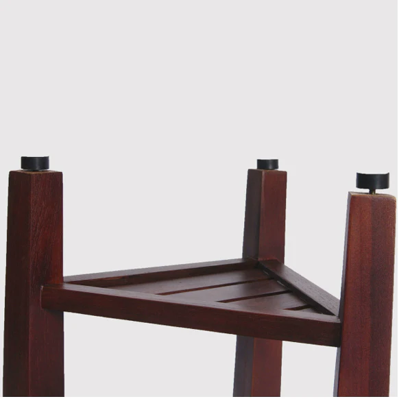 Compact Teak Corner Shower Outdoor Bench with Shelf in Brown Finish By Homeroots - Image 5
