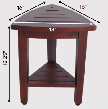 Compact Teak Corner Shower Outdoor Bench with Shelf in Brown Finish By Homeroots - Image 6