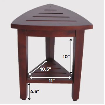 Compact Teak Corner Shower Outdoor Bench with Shelf in Brown Finish By Homeroots - Image 7