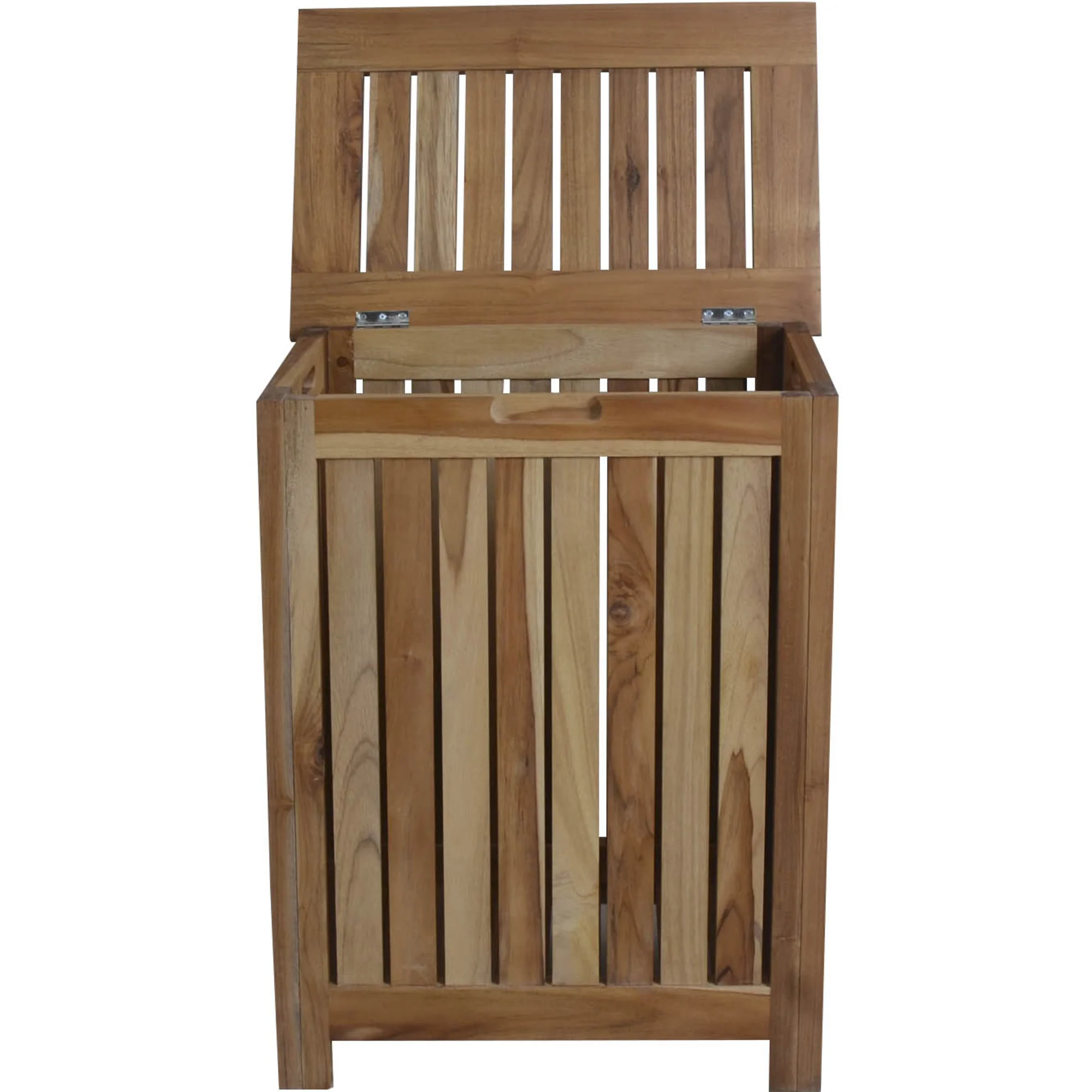 Compact Teak Laundy Storage With Removable Bag In Natural Finish By Homeroots - Image 2