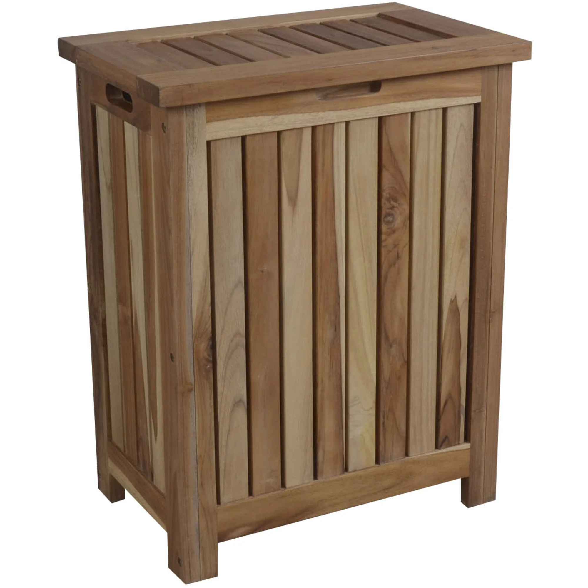 Compact Teak Laundy Storage With Removable Bag In Natural Finish By Homeroots - Image 3