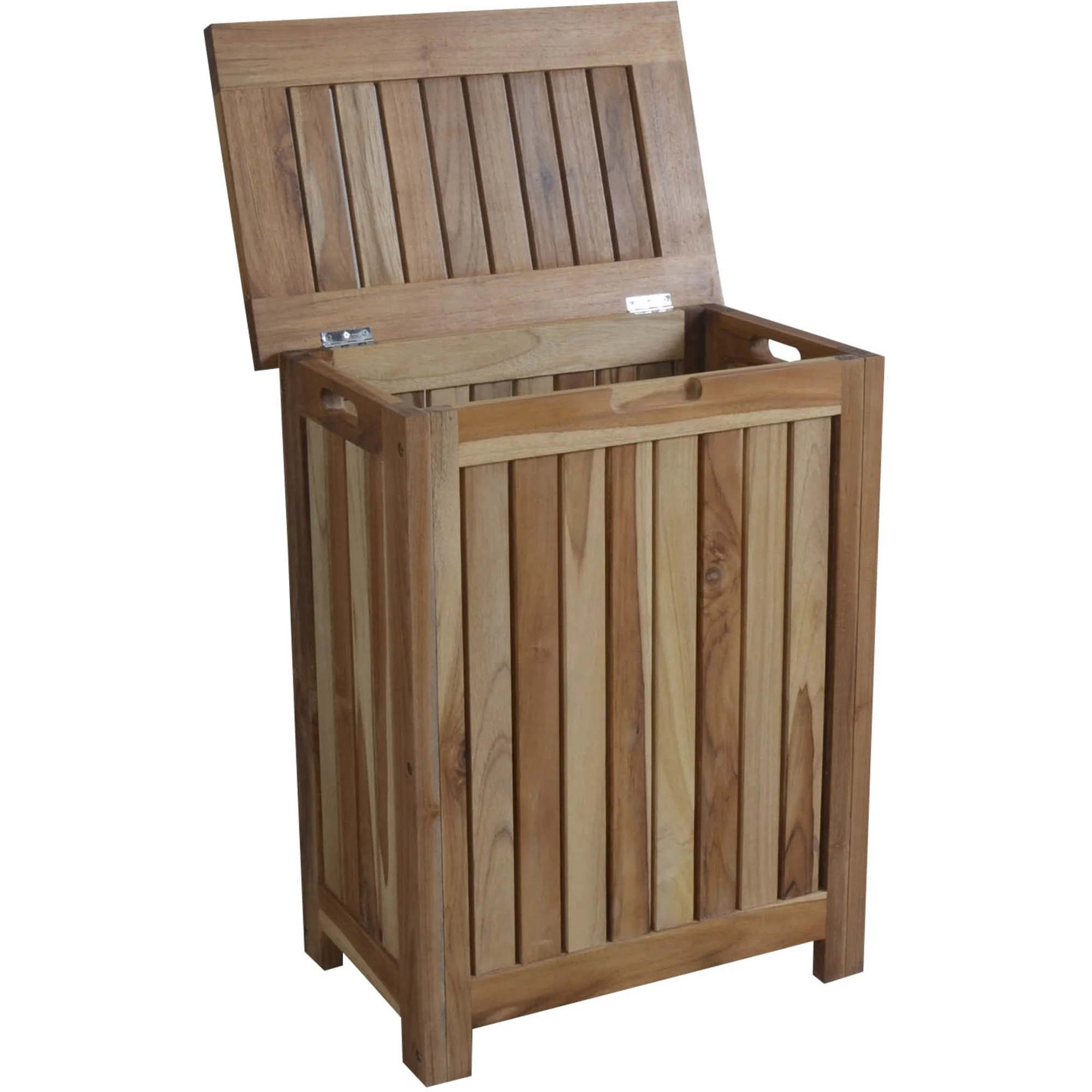 Compact Teak Laundy Storage With Removable Bag In Natural Finish By Homeroots - Image 4