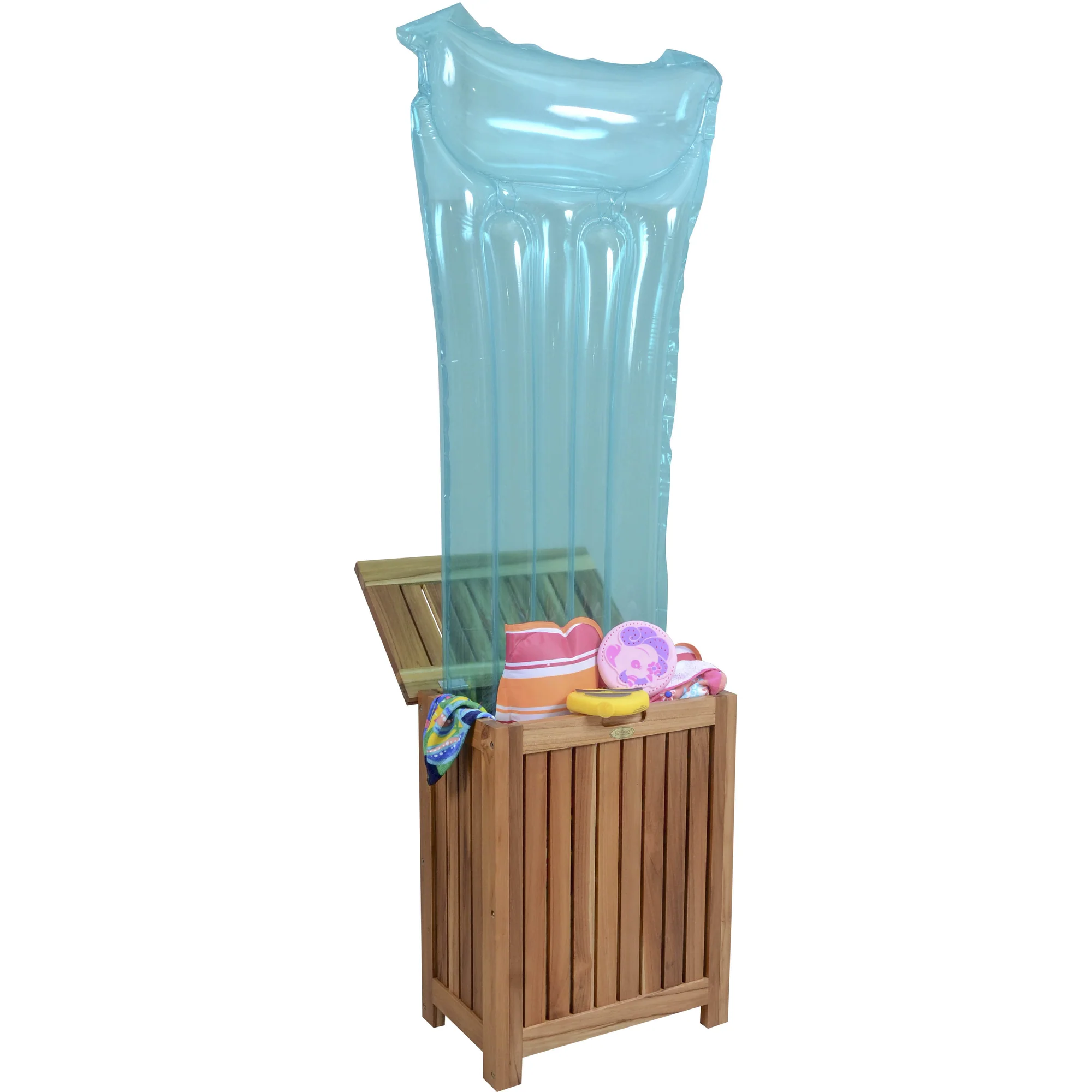 Compact Teak Laundy Storage With Removable Bag In Natural Finish By Homeroots - Image 5