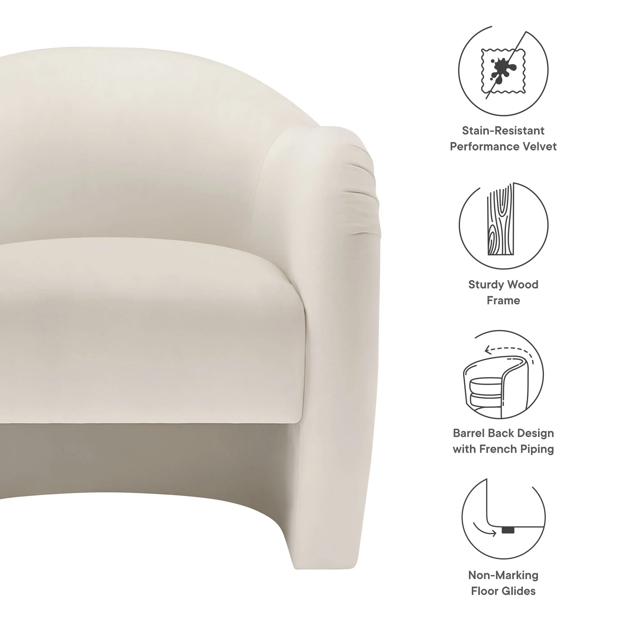 Compose Performance Velvet Accent Chair by Modway - Image 8