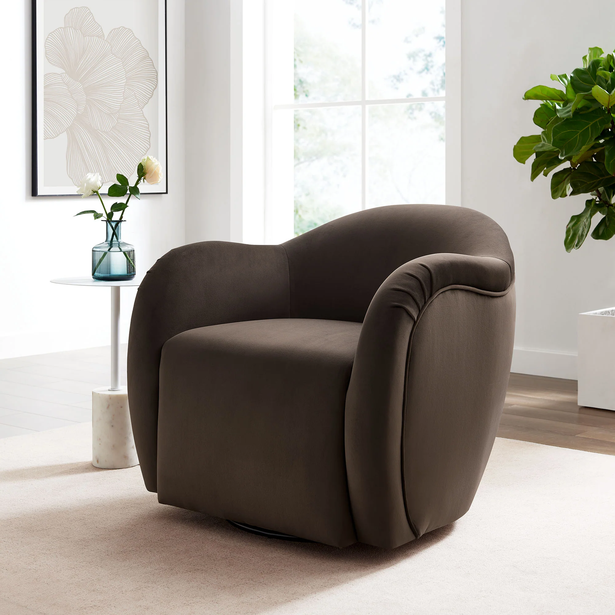 Compose Performance Velvet Swivel Armchair by Modway - Image 16