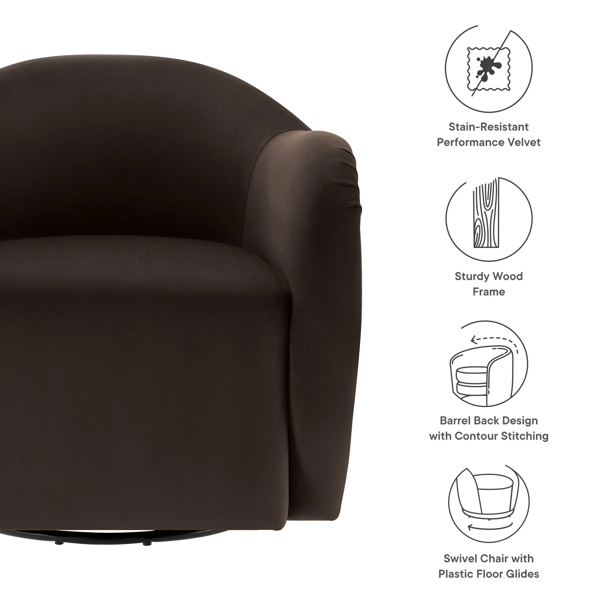 Compose Performance Velvet Swivel Armchair by Modway - Image 17