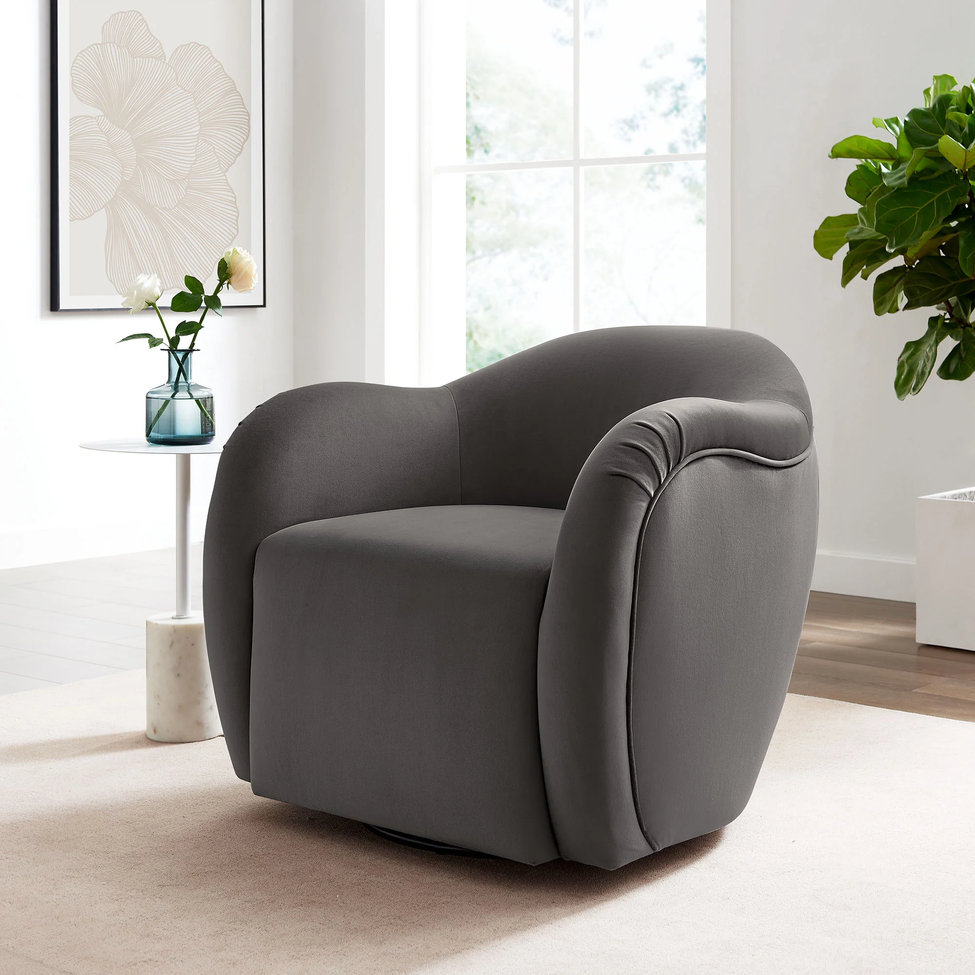 Compose Performance Velvet Swivel Armchair by Modway - Image 25