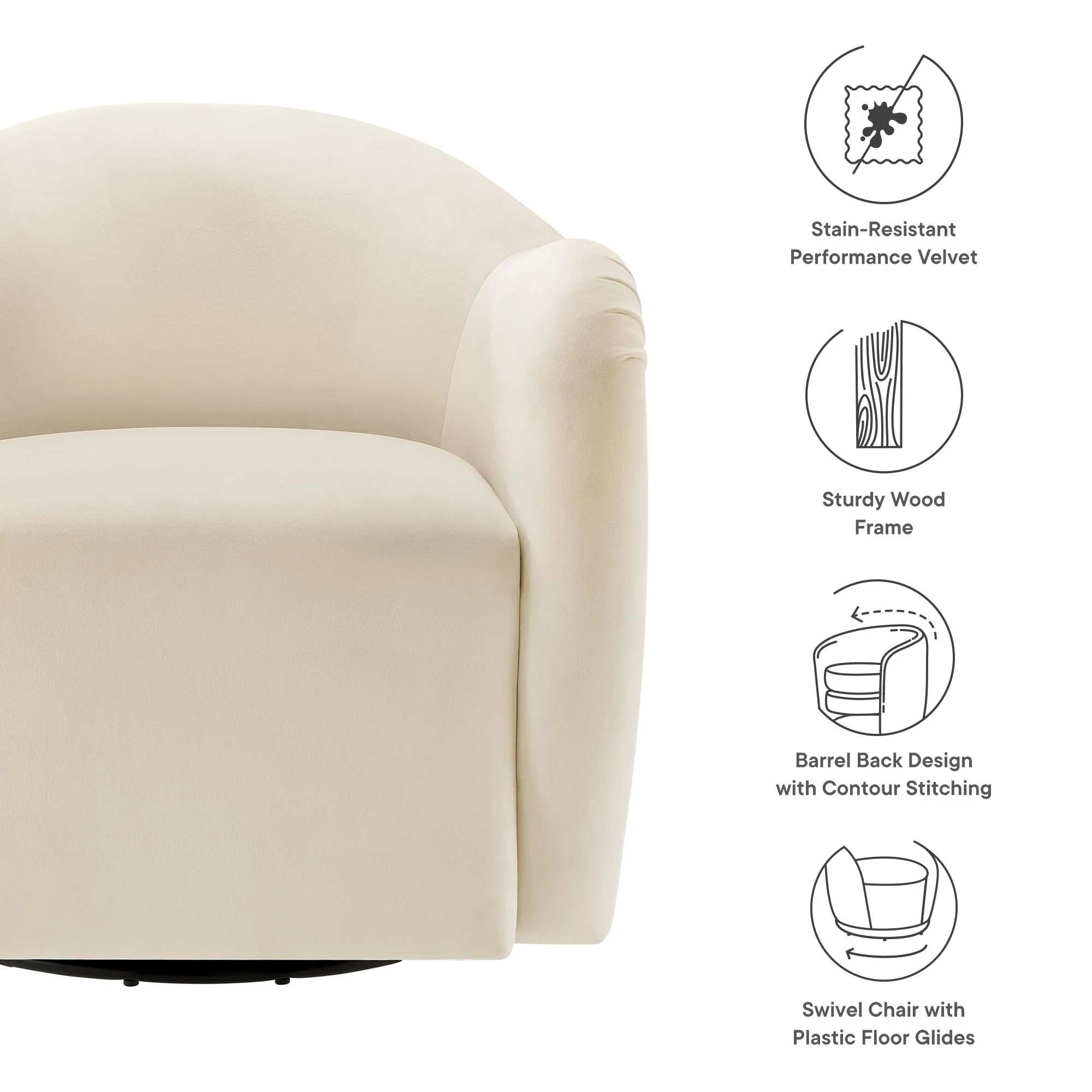 Compose Performance Velvet Swivel Armchair by Modway - Image 8