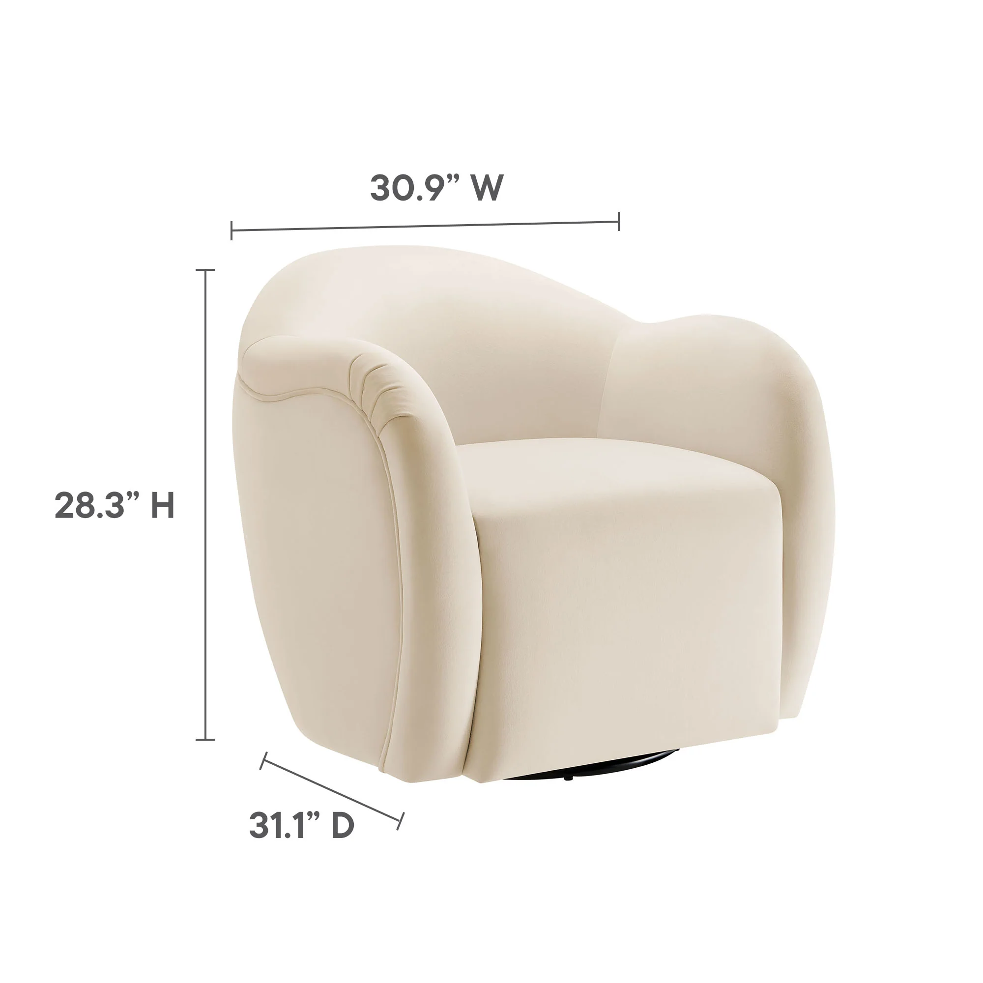 Compose Performance Velvet Swivel Armchair by Modway - Image 9