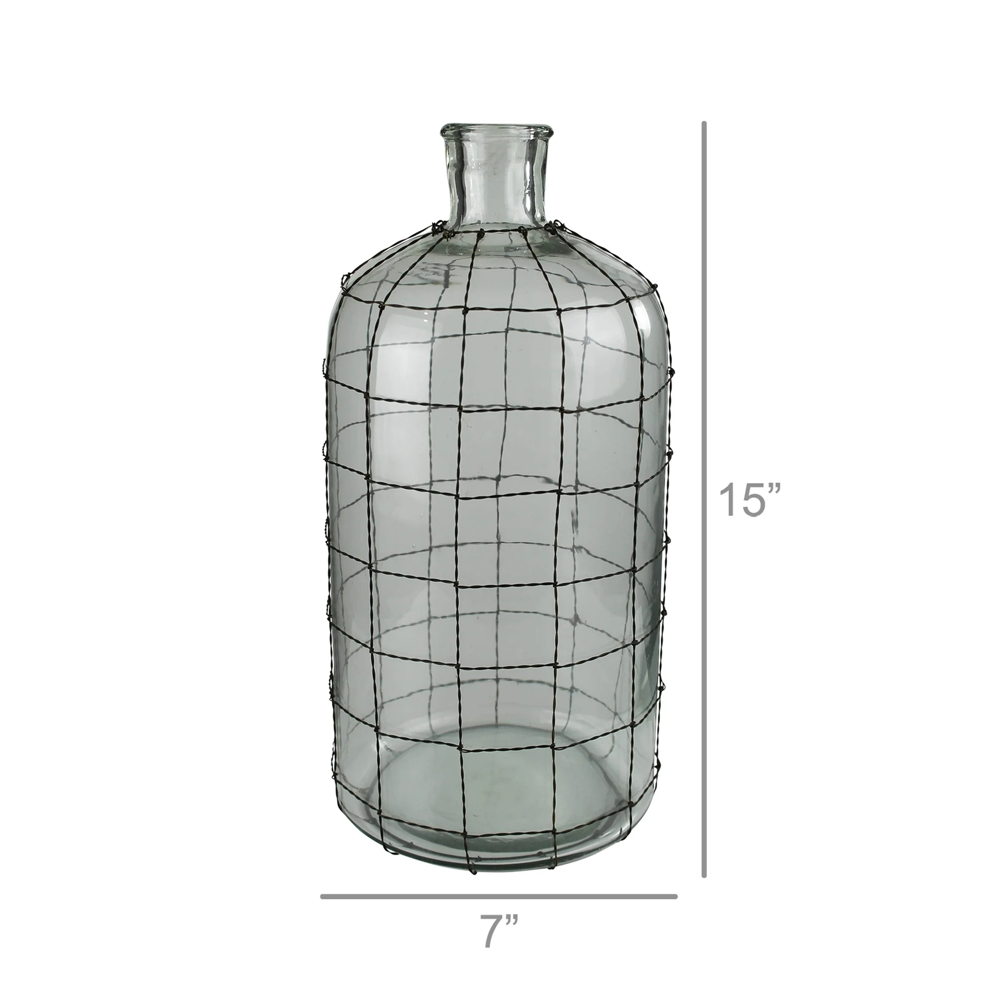 Conde Glass Bottle, Wire Grid - Large By HomArt - Image 2