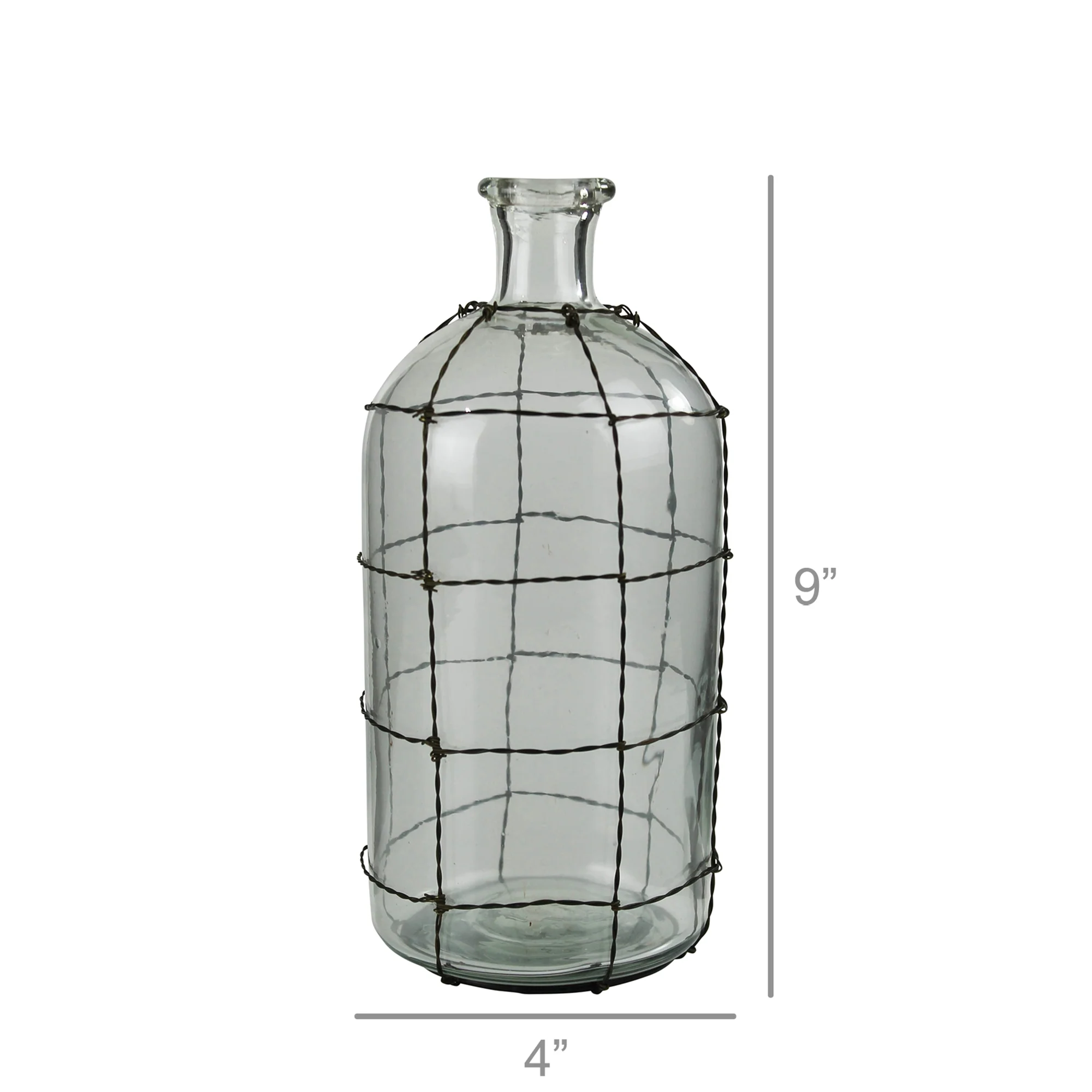 Conde Glass Bottle, Wire Grid - Small Set Of 2 By HomArt - Image 3