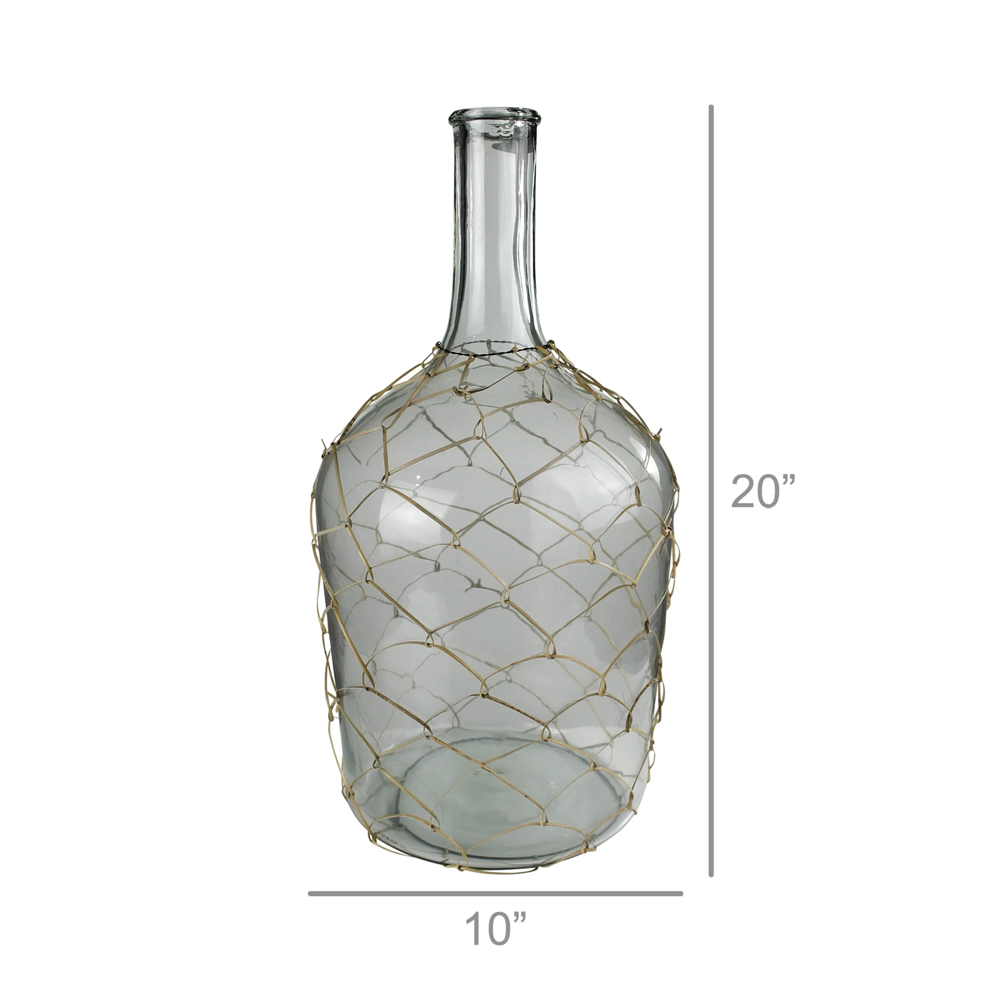 Conde Longneck Glass Bottle, Cane - Large By HomArt - Image 2
