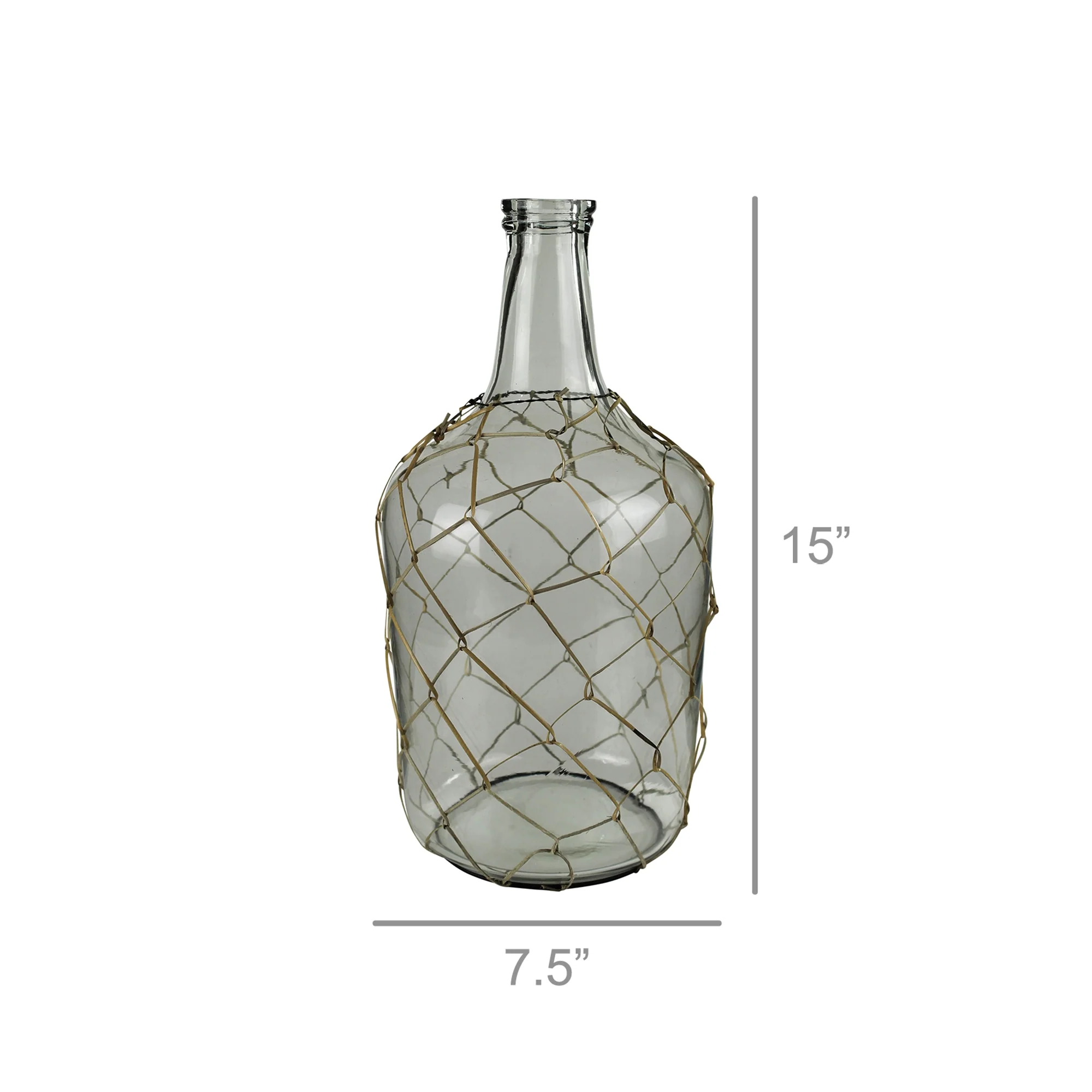 Conde Longneck Glass Bottle, Cane - Medium By HomArt - Image 2