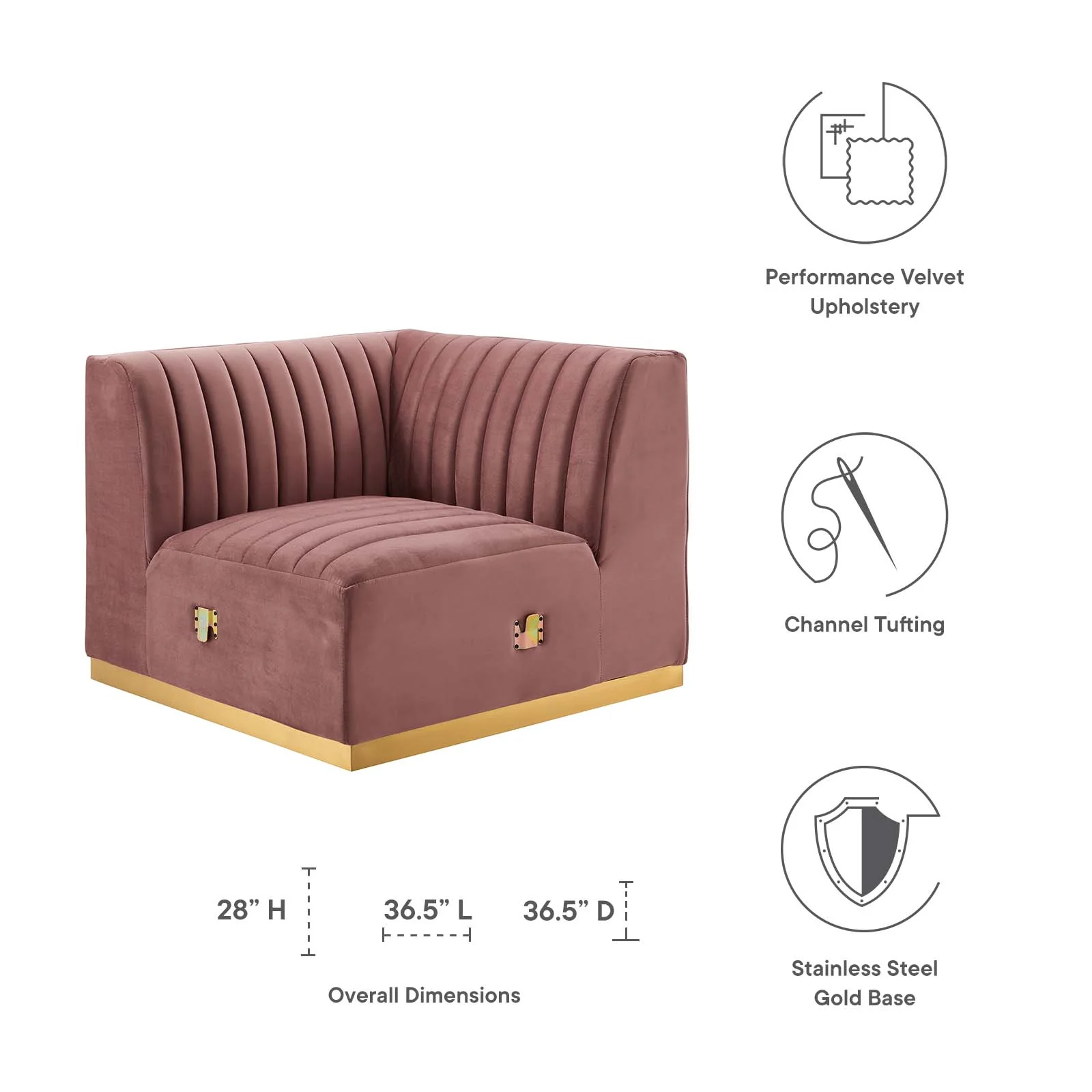 Conjure Channel Tufted Performance Velvet Left Corner Chair By Modway - EEI-5505 - Image 12