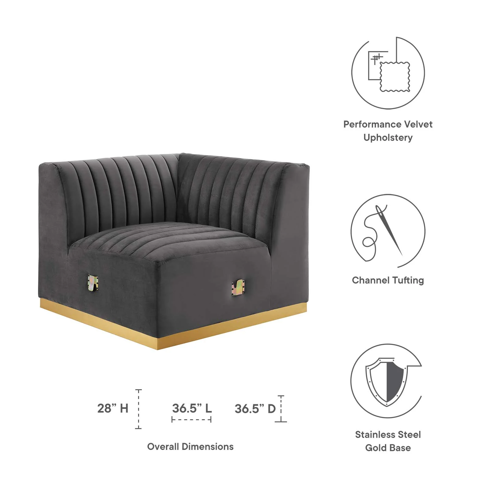 Conjure Channel Tufted Performance Velvet Left Corner Chair By Modway - EEI-5505 - Image 18