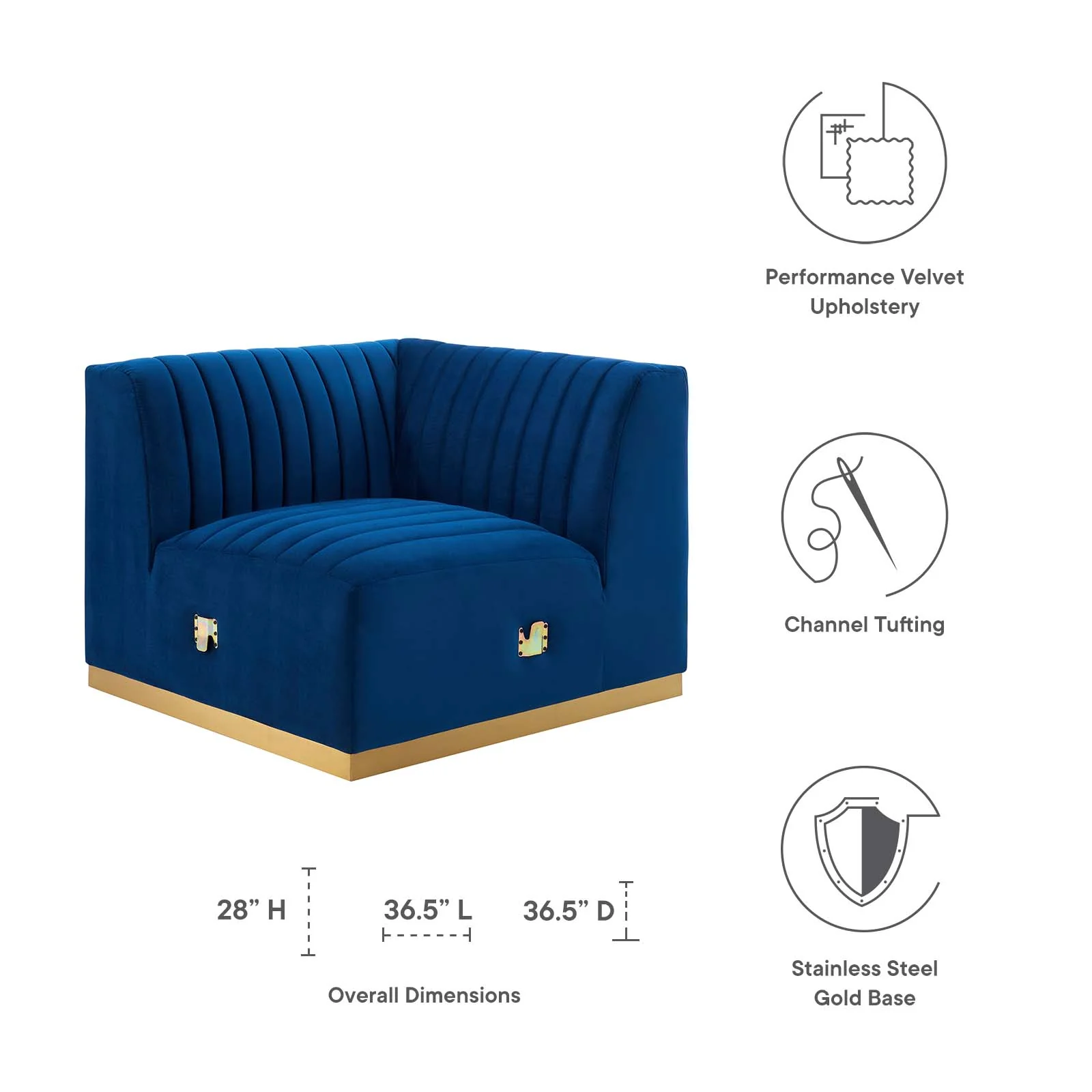 Conjure Channel Tufted Performance Velvet Left Corner Chair By Modway - EEI-5505 - Image 24