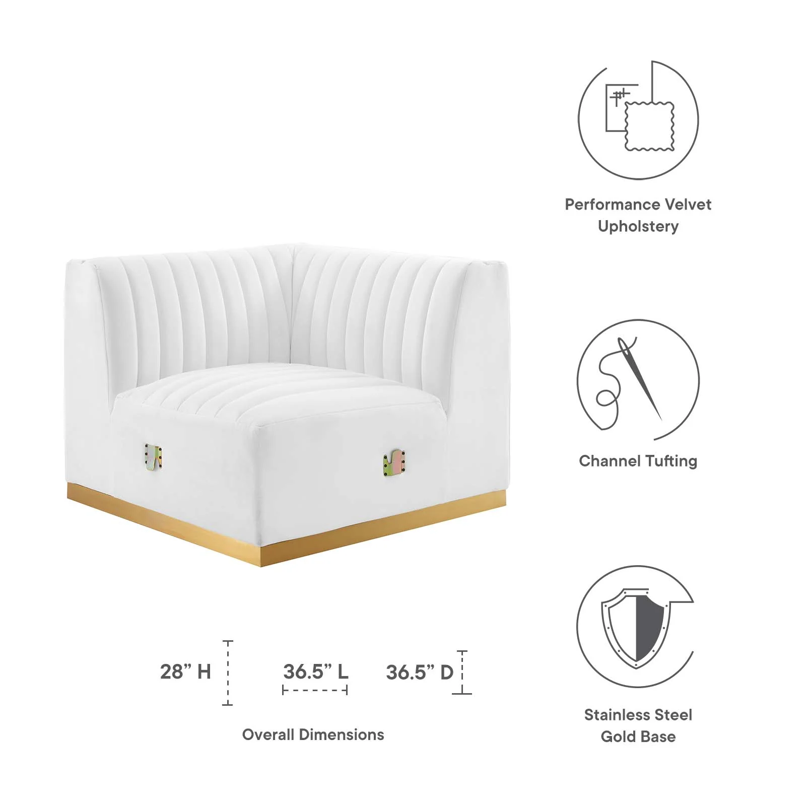 Conjure Channel Tufted Performance Velvet Left Corner Chair By Modway - EEI-5505 - Image 30