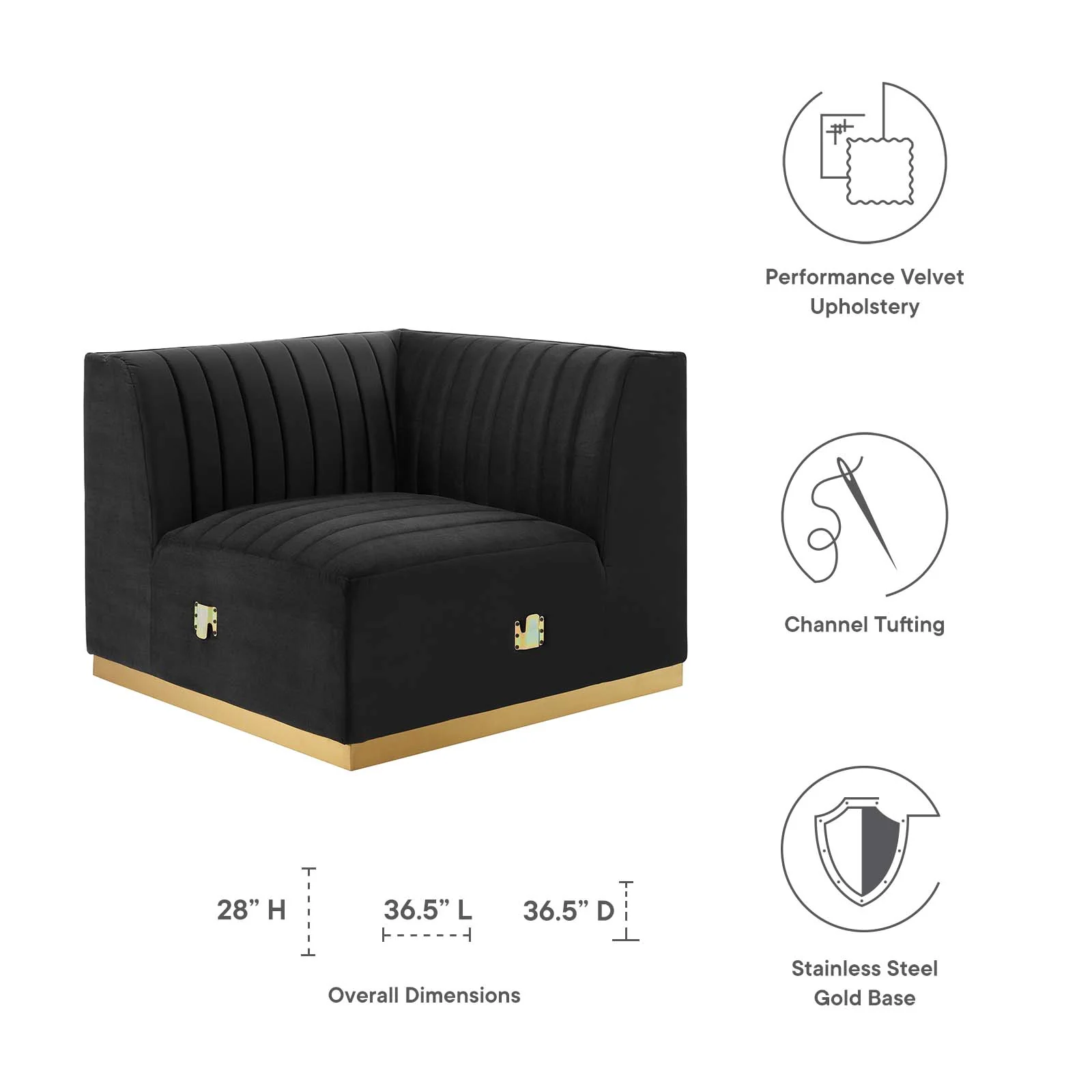 Conjure Channel Tufted Performance Velvet Left Corner Chair By Modway - EEI-5505 - Image 6