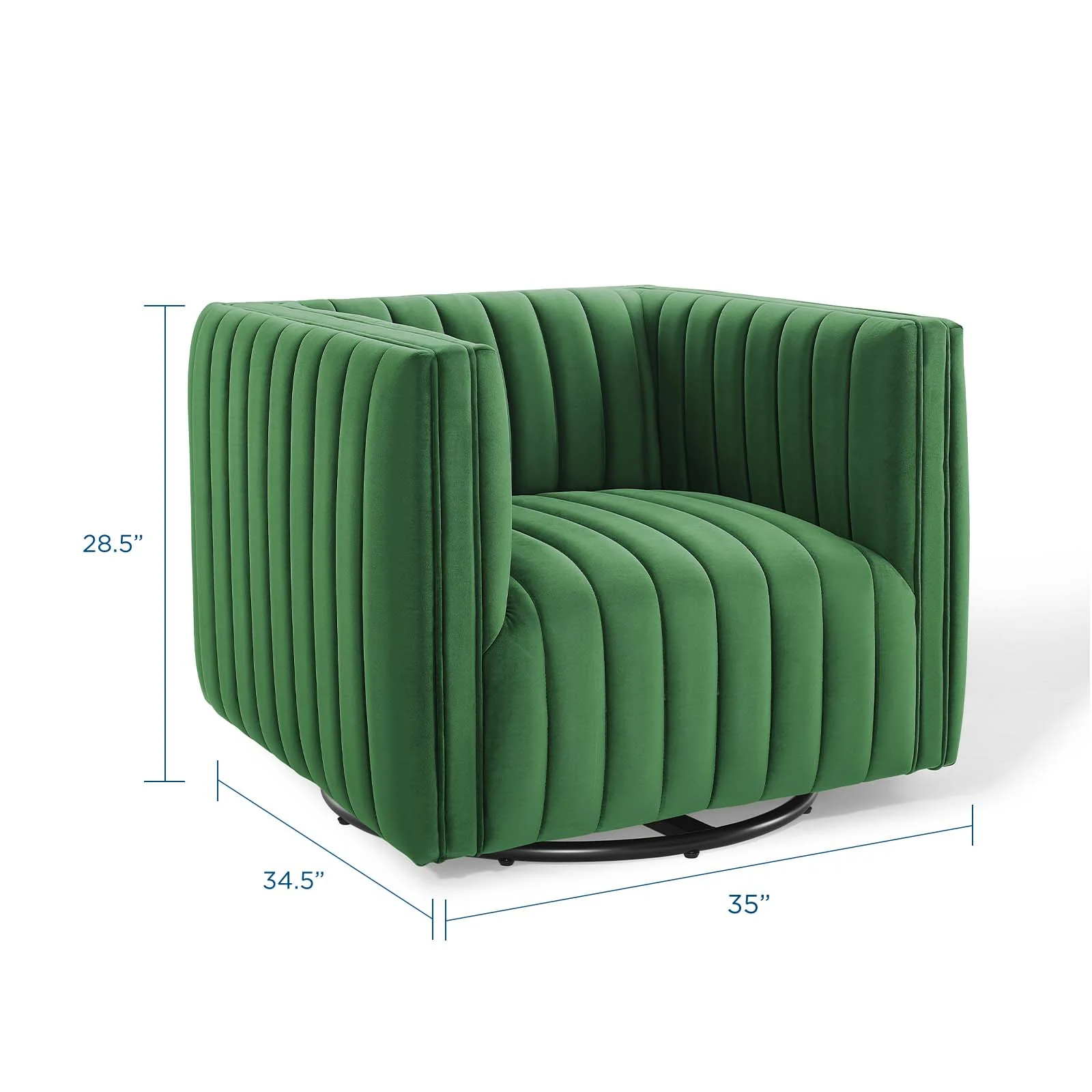 Conjure Channel Tufted Performance Velvet Swivel Armchair By Modway - EEI-3883 - Image 3