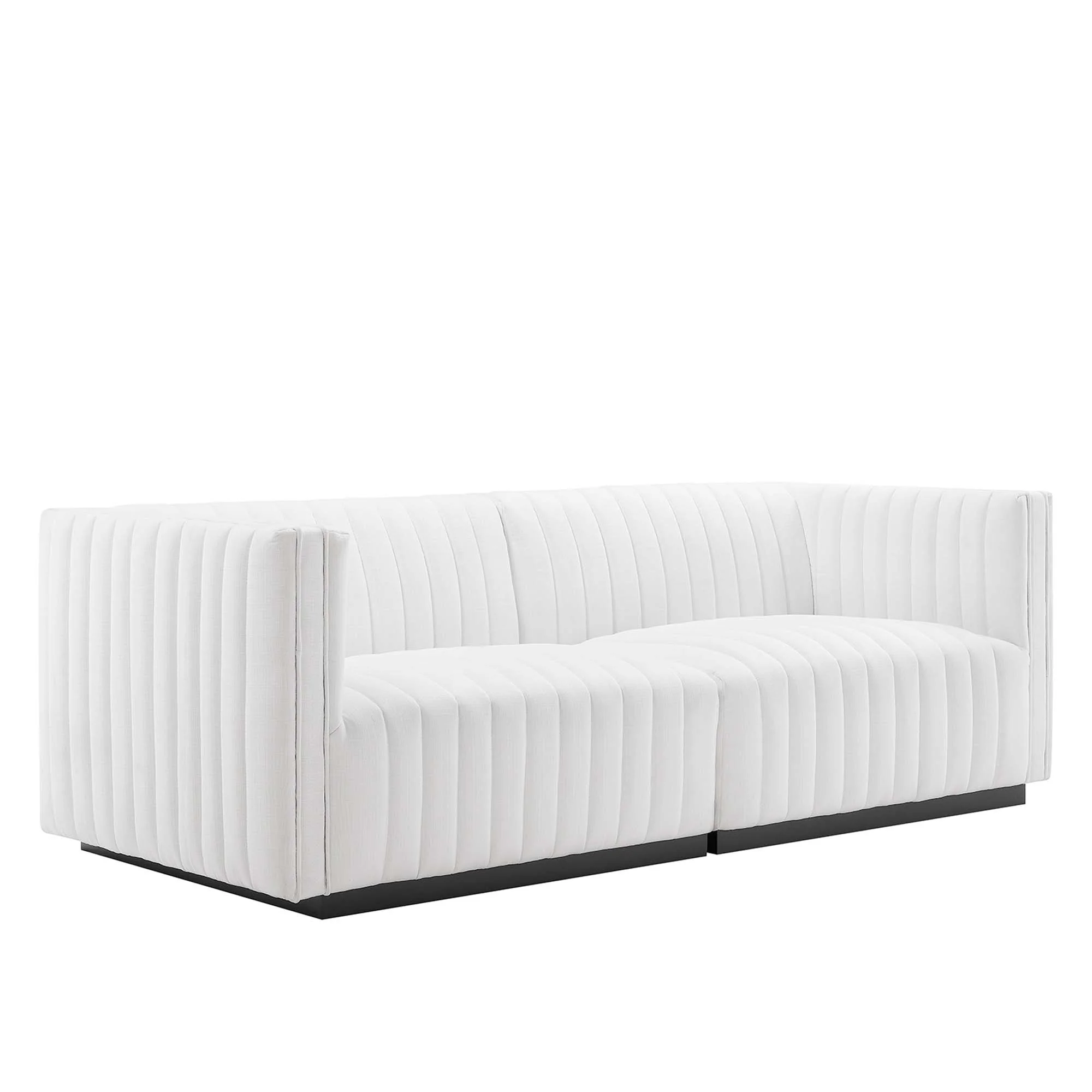 Conjure Channel Tufted Upholstered Fabric Loveseat by Modway - Image 12