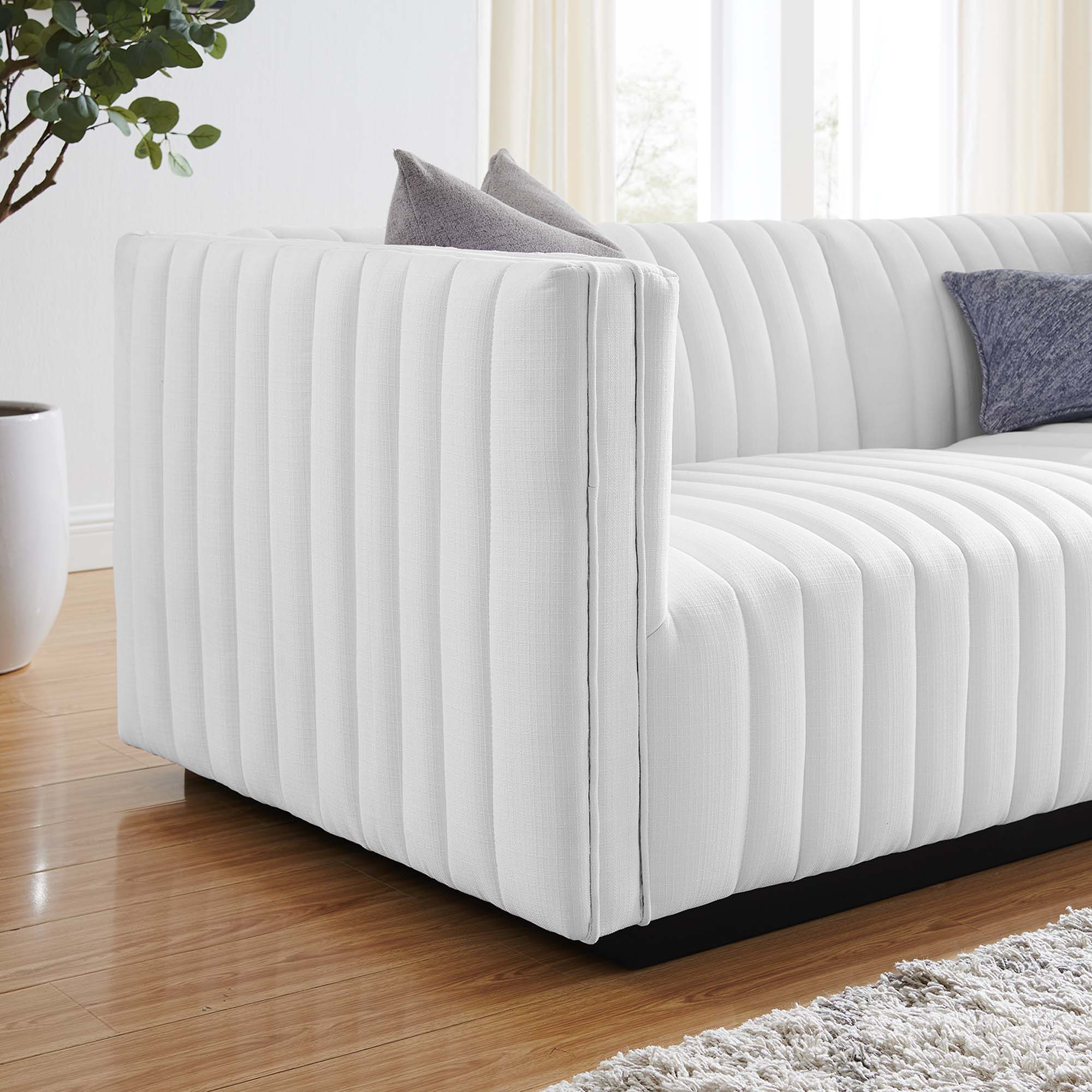 Conjure Channel Tufted Upholstered Fabric Loveseat by Modway - Image 13