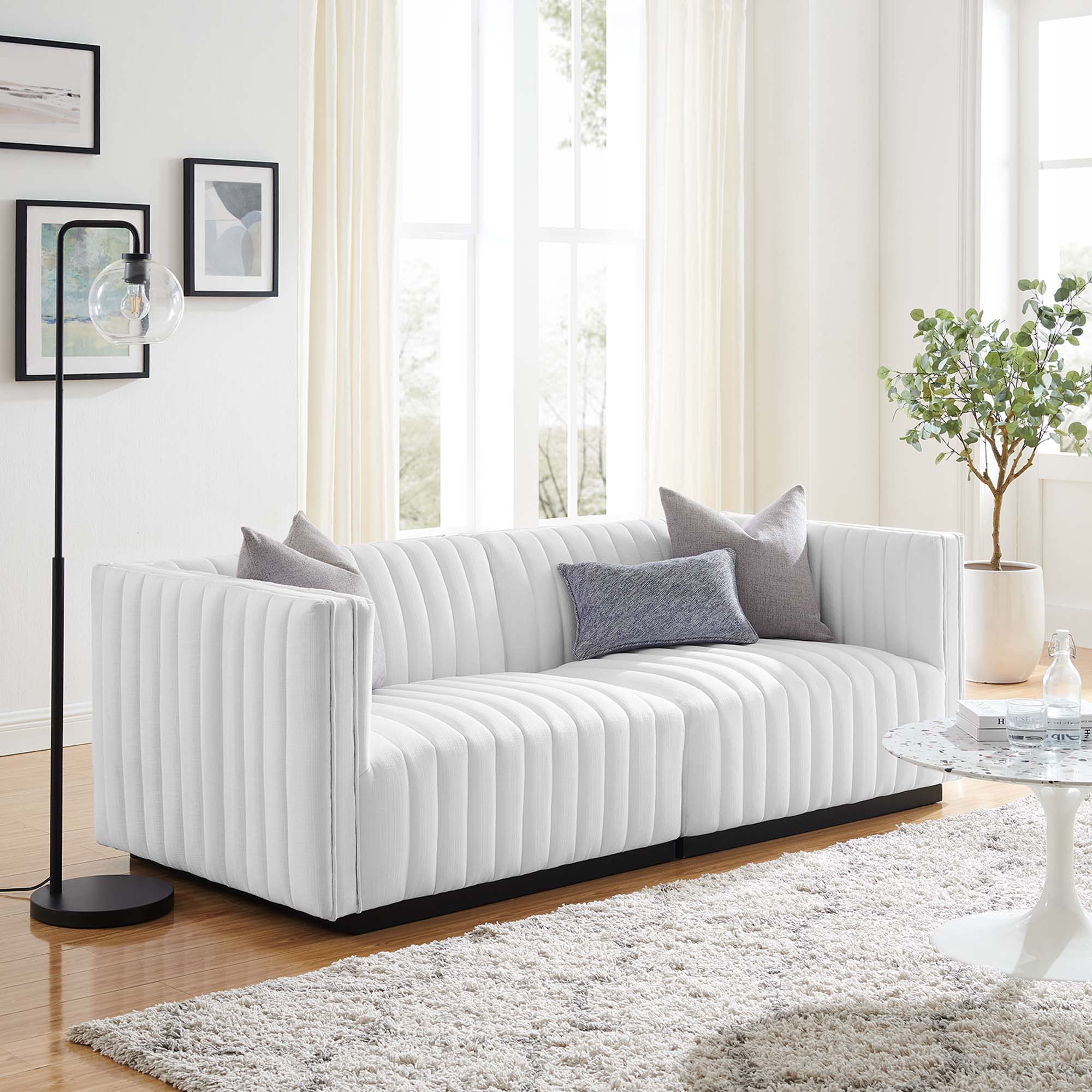 Conjure Channel Tufted Upholstered Fabric Loveseat by Modway - Image 14