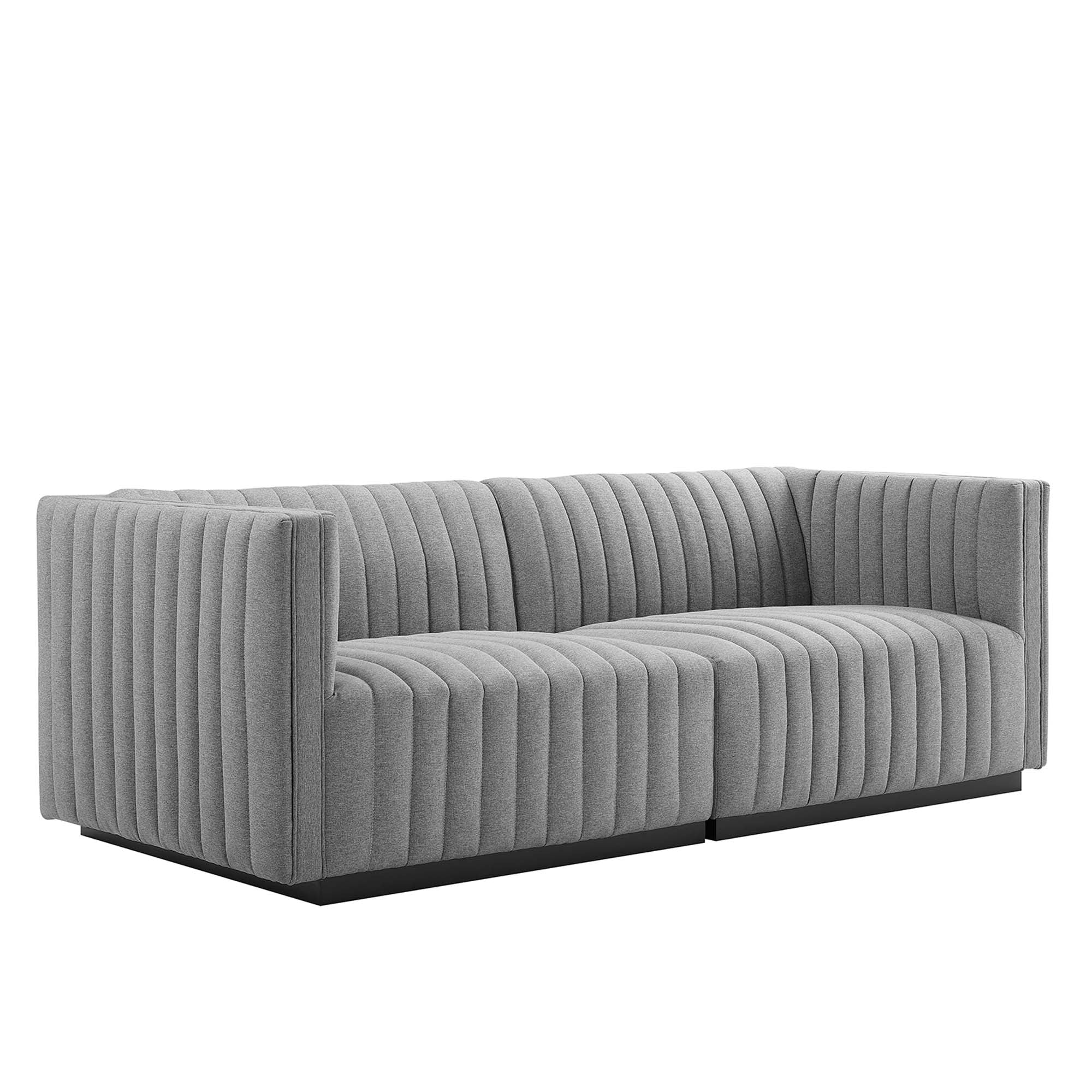 Conjure Channel Tufted Upholstered Fabric Loveseat by Modway - Image 2