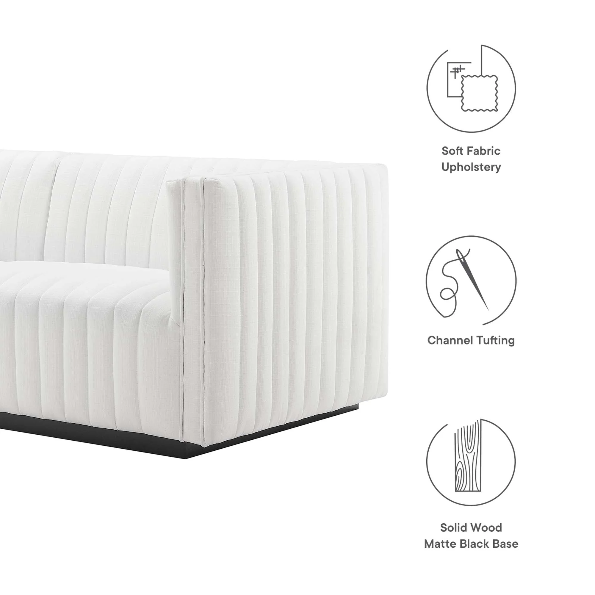Conjure Channel Tufted Upholstered Fabric Loveseat by Modway - Image 22