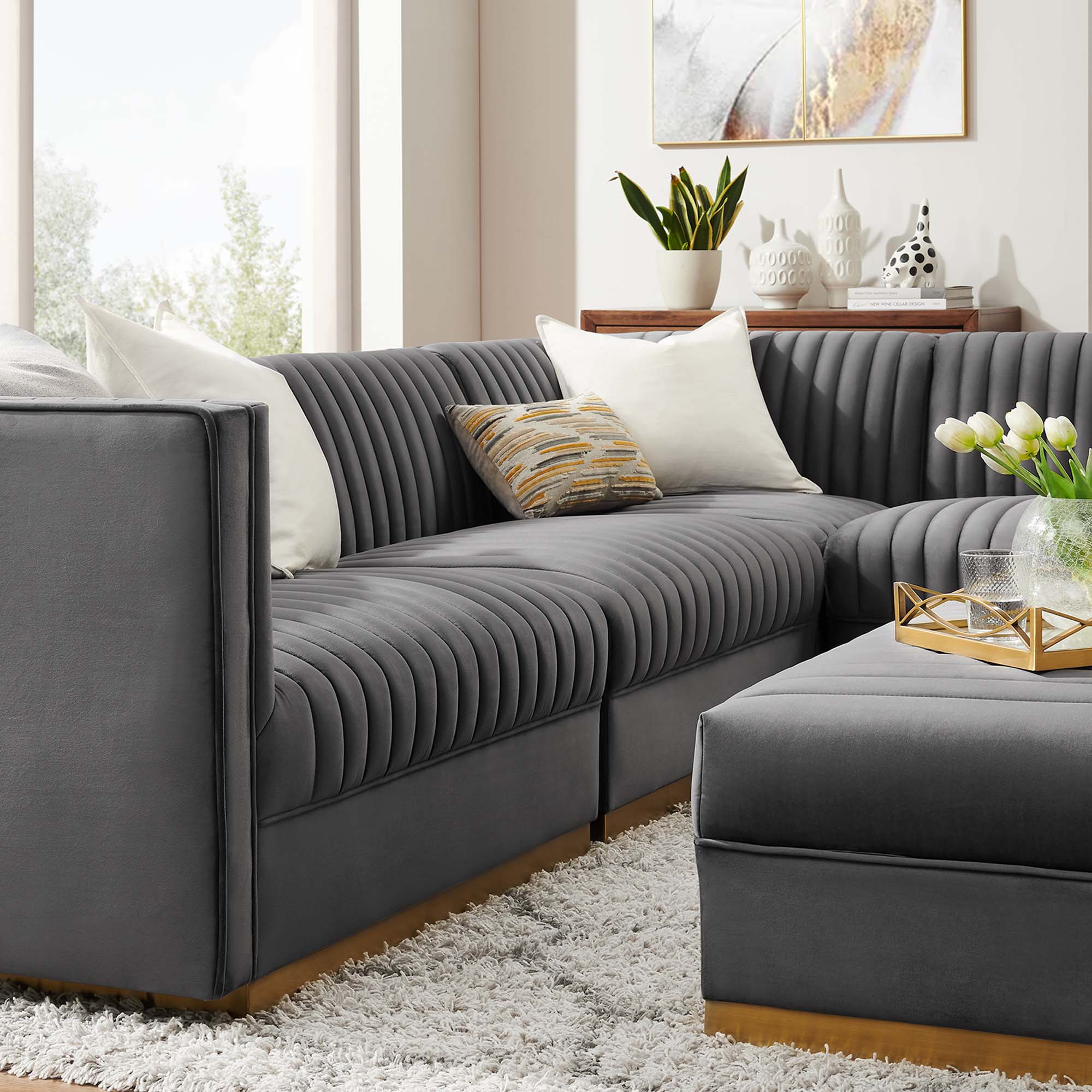 Conjure Channel Tufted Upholstered Fabric Loveseat by Modway - Image 28