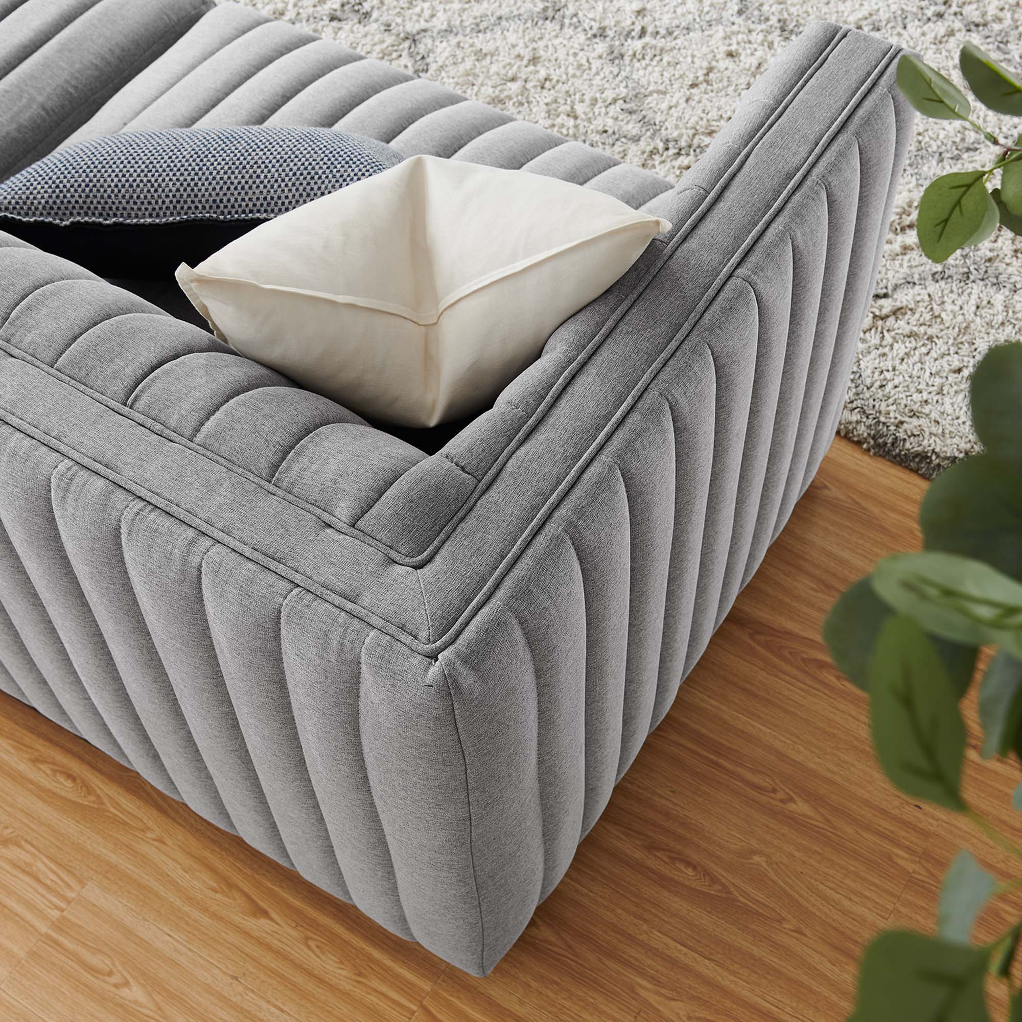 Conjure Channel Tufted Upholstered Fabric Loveseat by Modway - Image 3