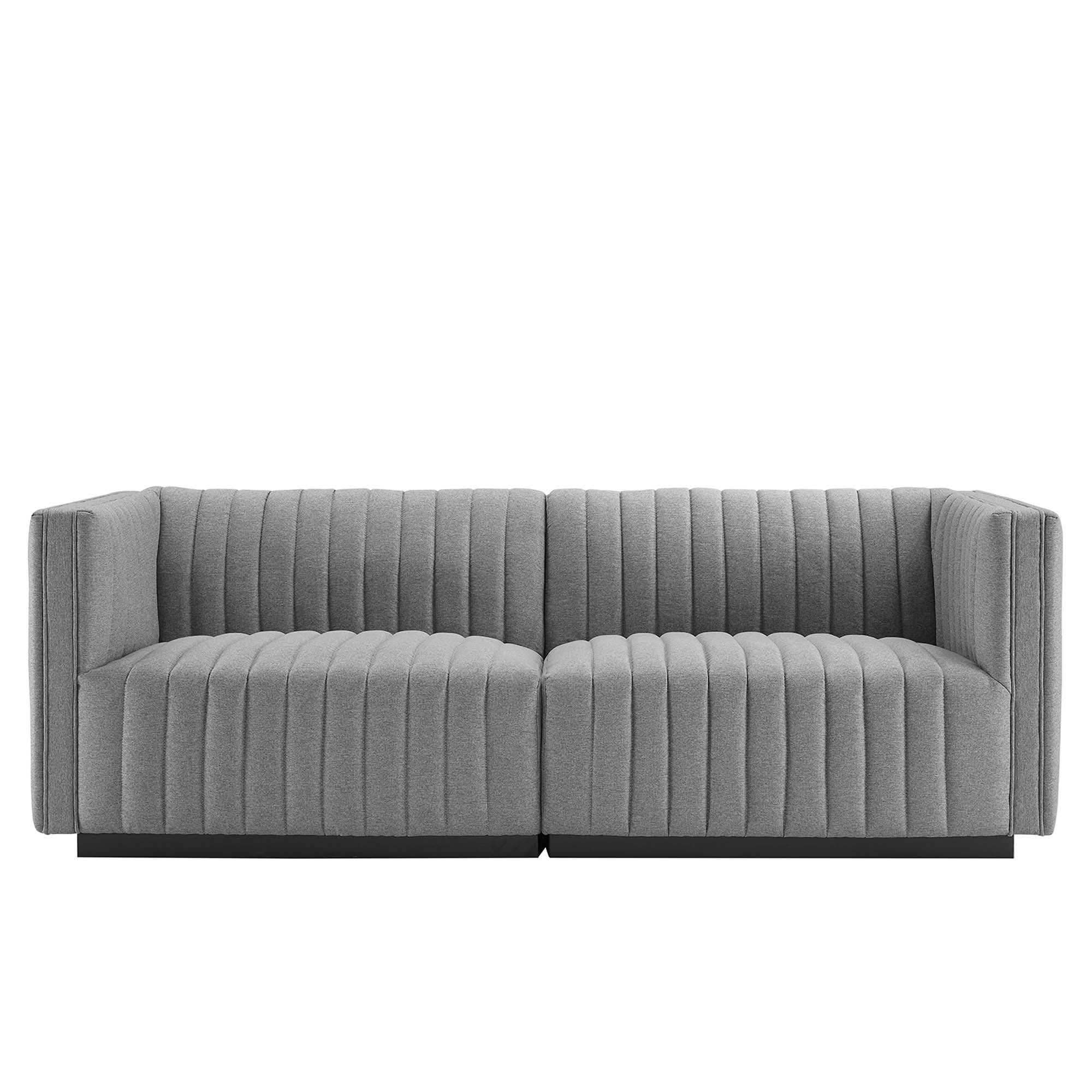 Conjure Channel Tufted Upholstered Fabric Loveseat by Modway - Image 4